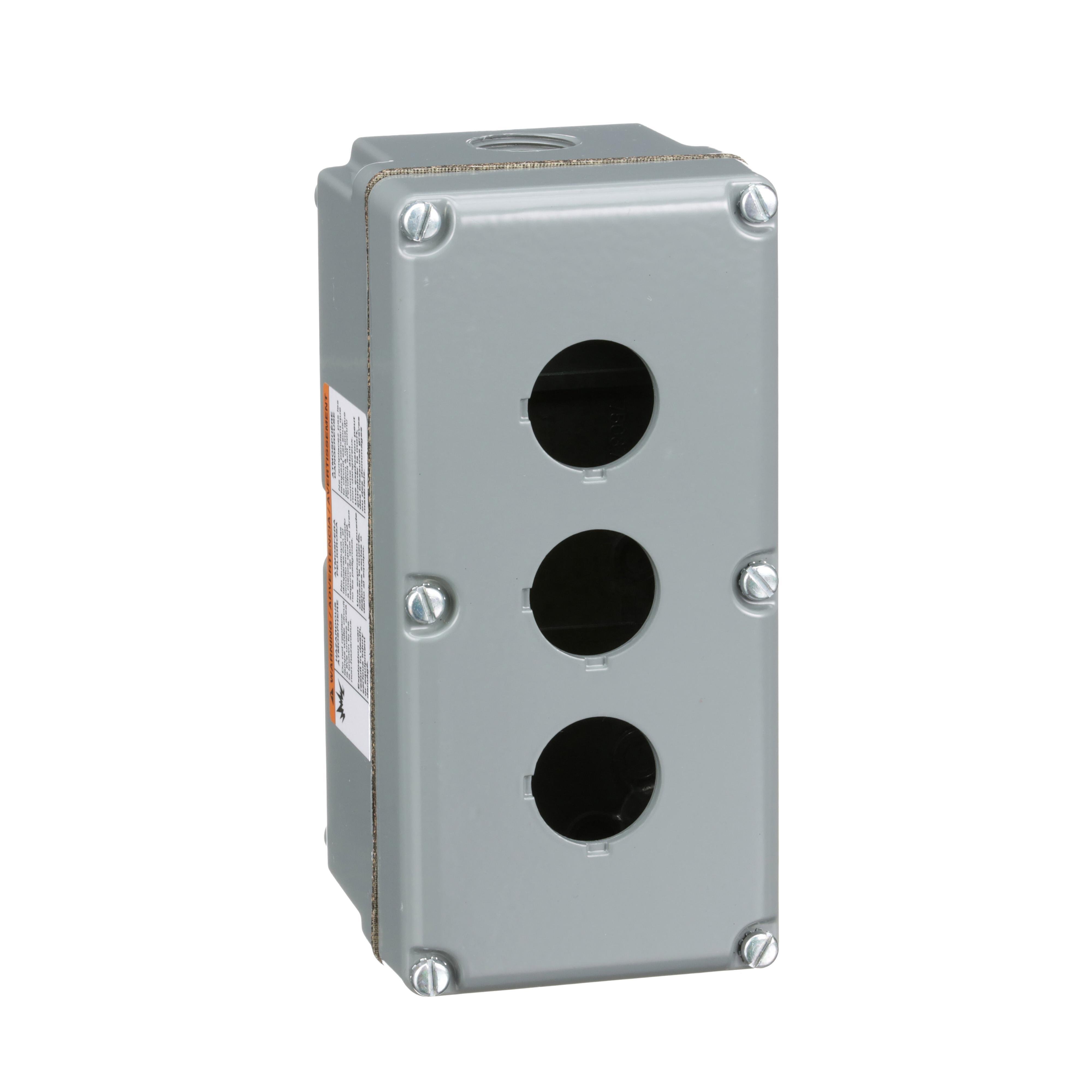 9001KY3 - 30mm Push Button, Types K or SK, empty push button enclosure, cast aluminium, three 30 mm holes, NEMA 4 and 13