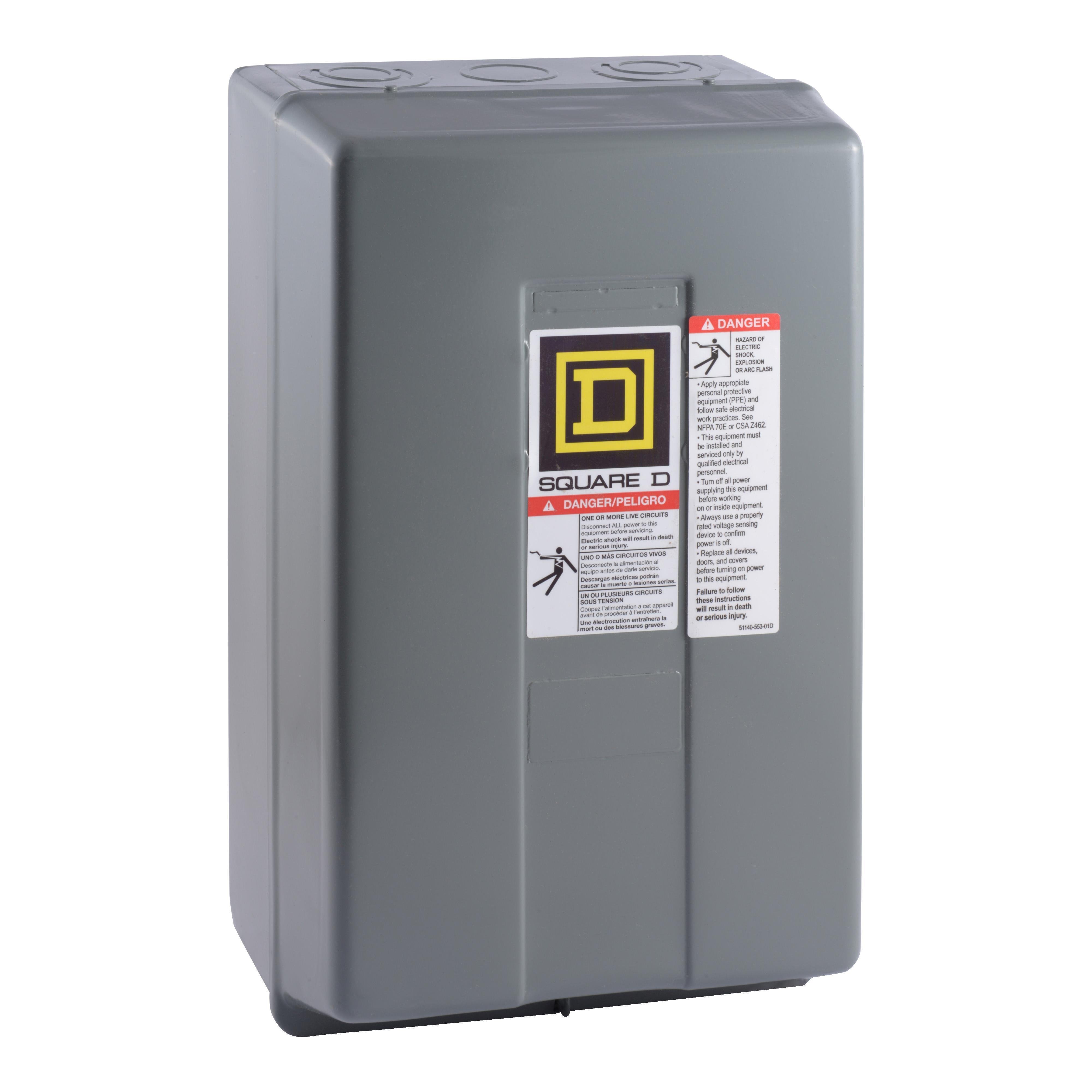 8903LG40V04 - Contactor, Type L, multipole lighting, electrically held, 30A, 4 pole, 600V, 277VAC 60Hz coil, NEMA 1 [TAA]