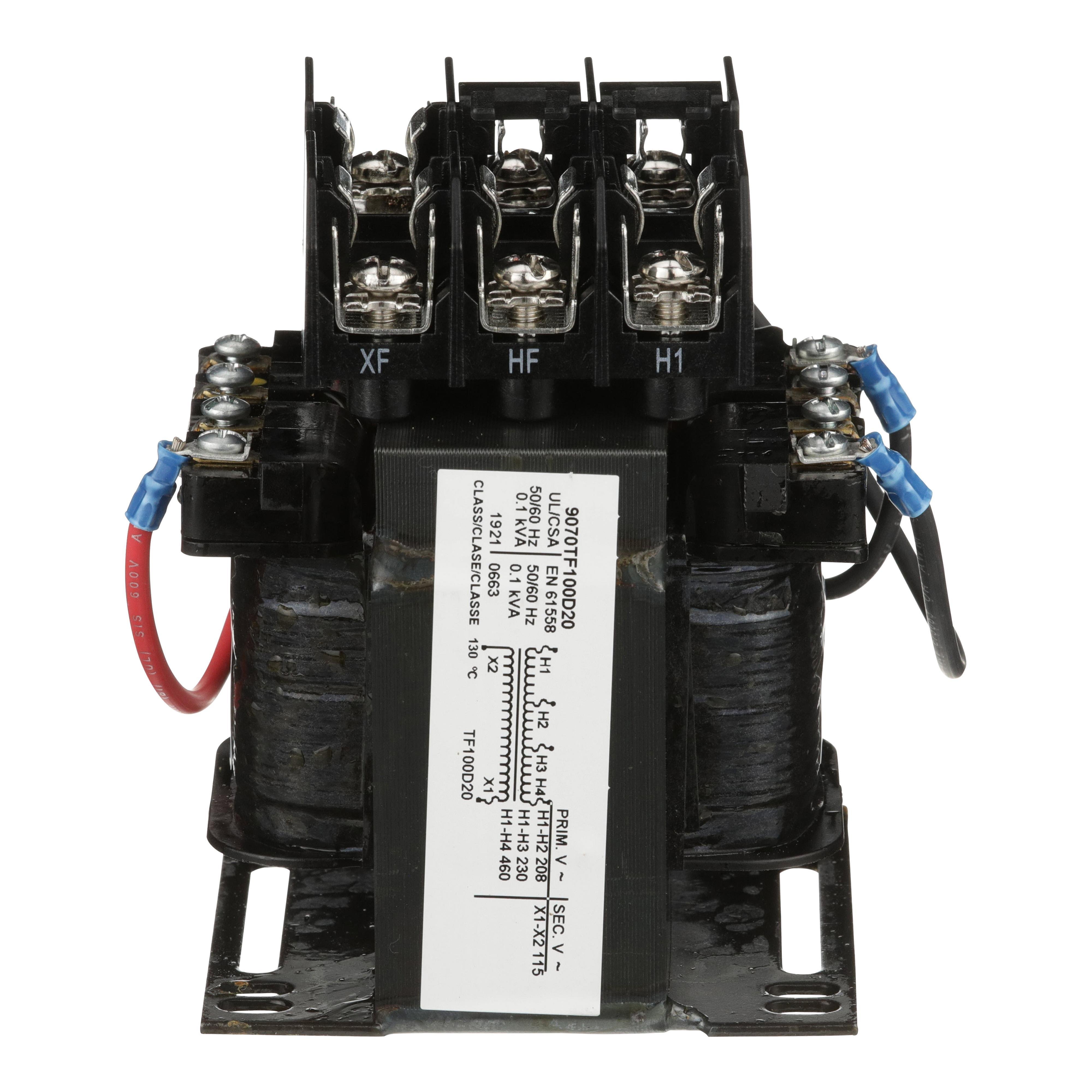 Picture of 9070TF100D20 - Industrial control transformer, Type TF, 1 phase, 100VA, 208/230/460V primary, 115V secondary, 50/60Hz