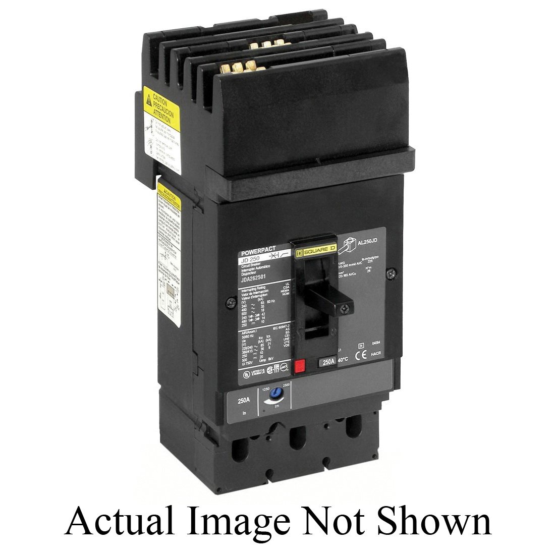 JDA262004 - Circuit breaker, PowerPacT J, 200A, 2 pole, 600VAC, 14kA, I-Line, thermal magnetic, 80%, BC