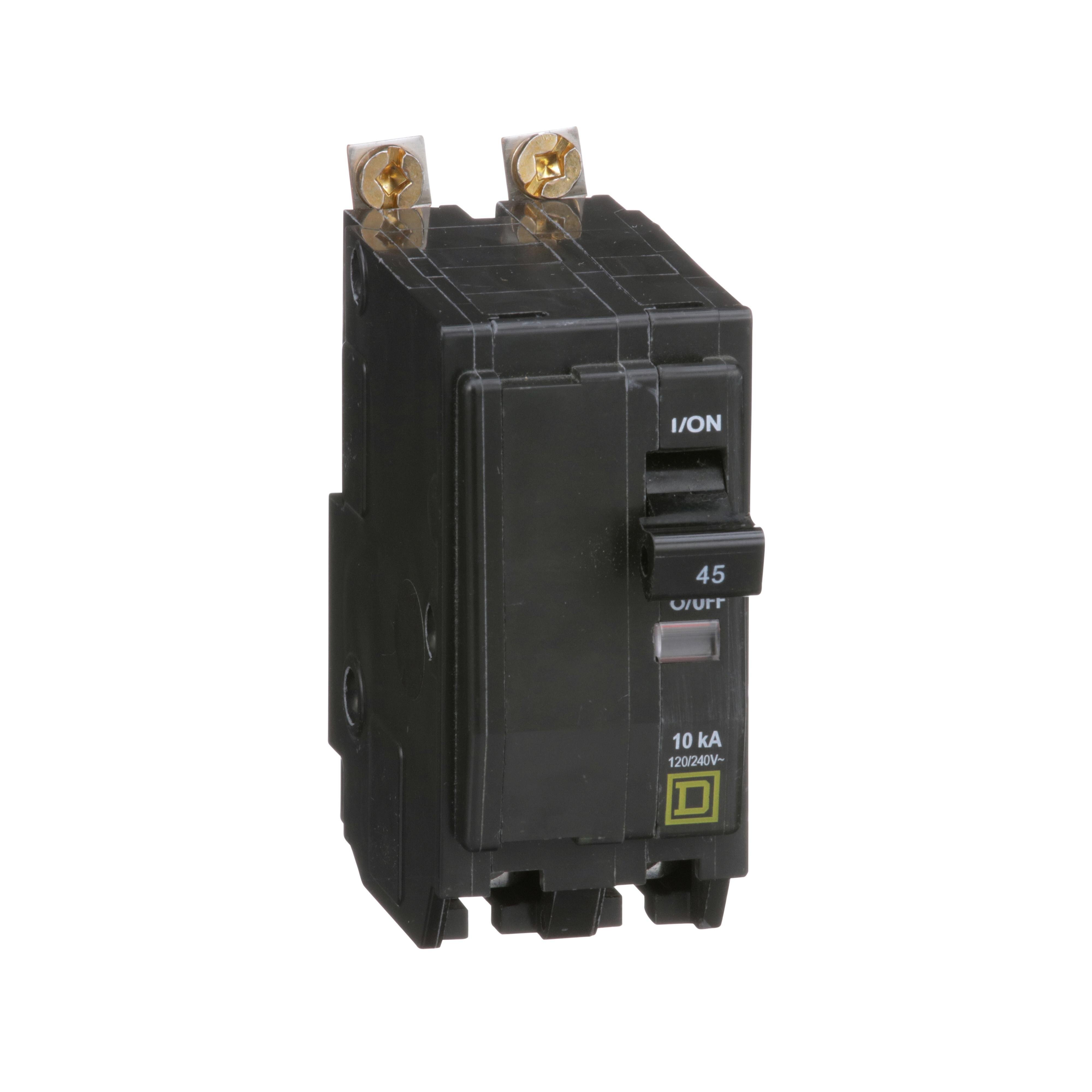 Picture of QOB245 - Mini circuit breaker, QO, 45A, 2 pole, 120/240VAC, 10kA, bolt on