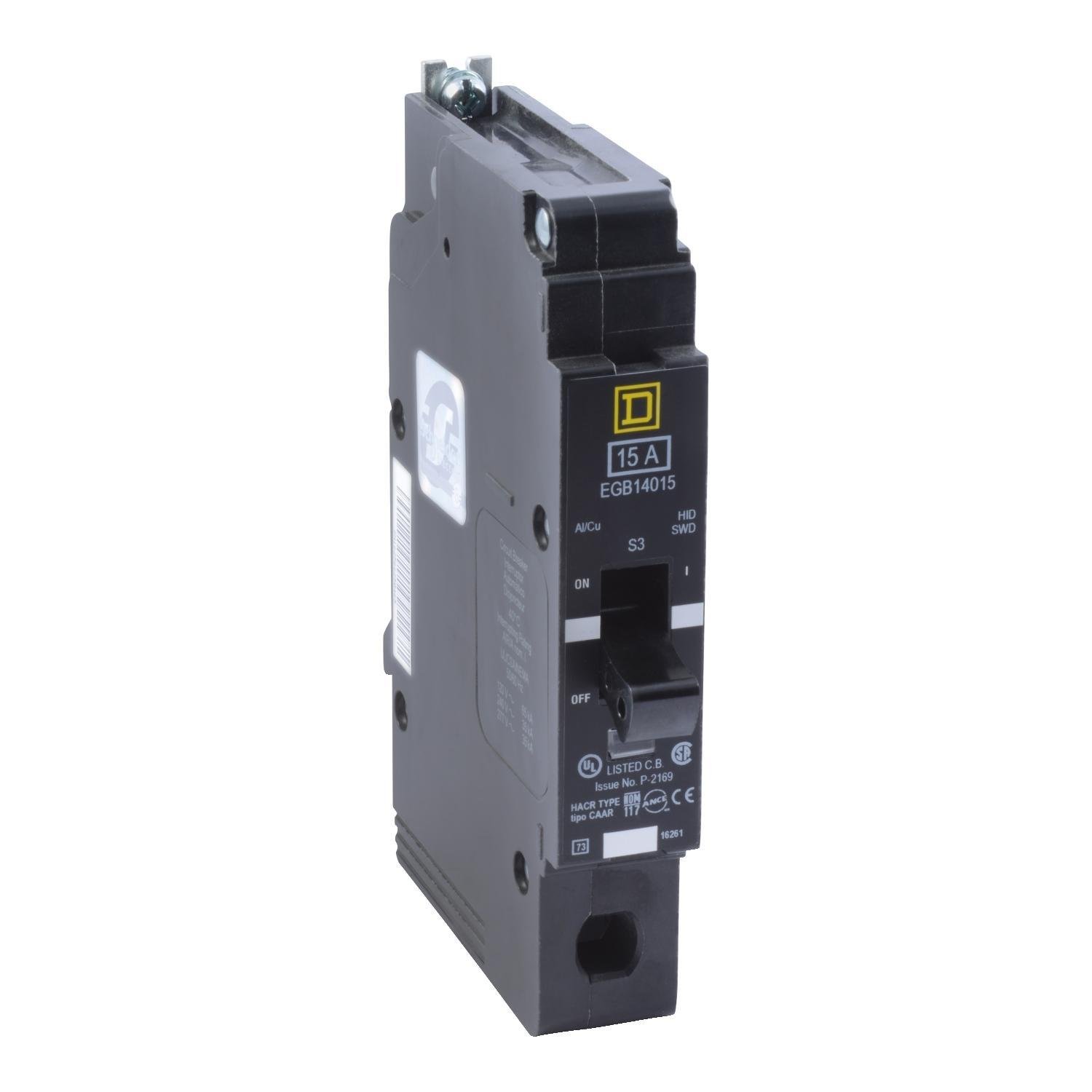 EGB14015 - Mini circuit breaker, E-Frame, 15A, 1 pole, 277VAC, 65kA max, bolt on [TAA]