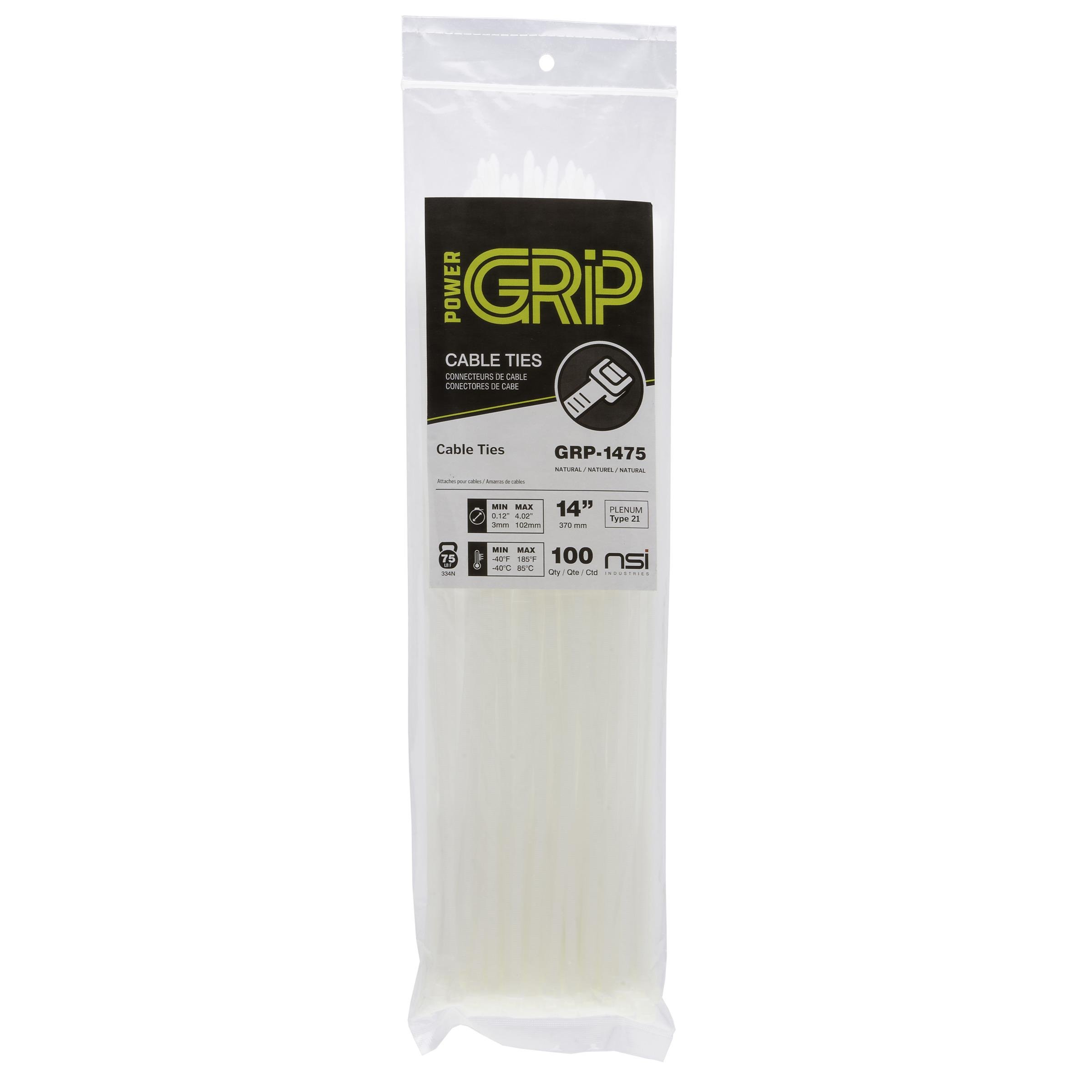 Picture of GRP-1475 - 14”, Natural General Purpose 75lb Cable Ties, 100 Pack