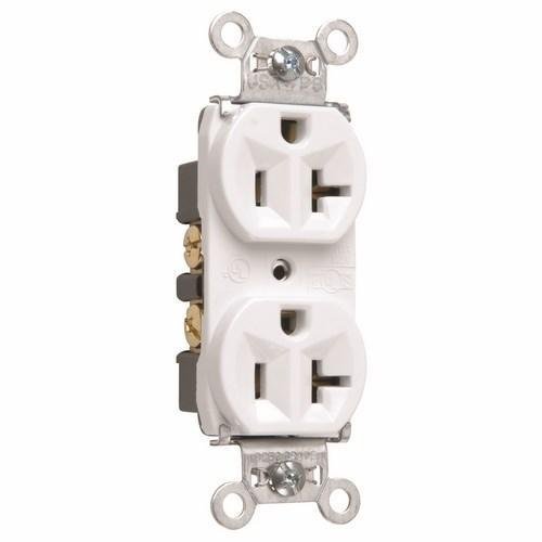 5362-W - 20A 125V Hard Use Spec-Grade Duplex Receptacle, Back and Side Wire, White