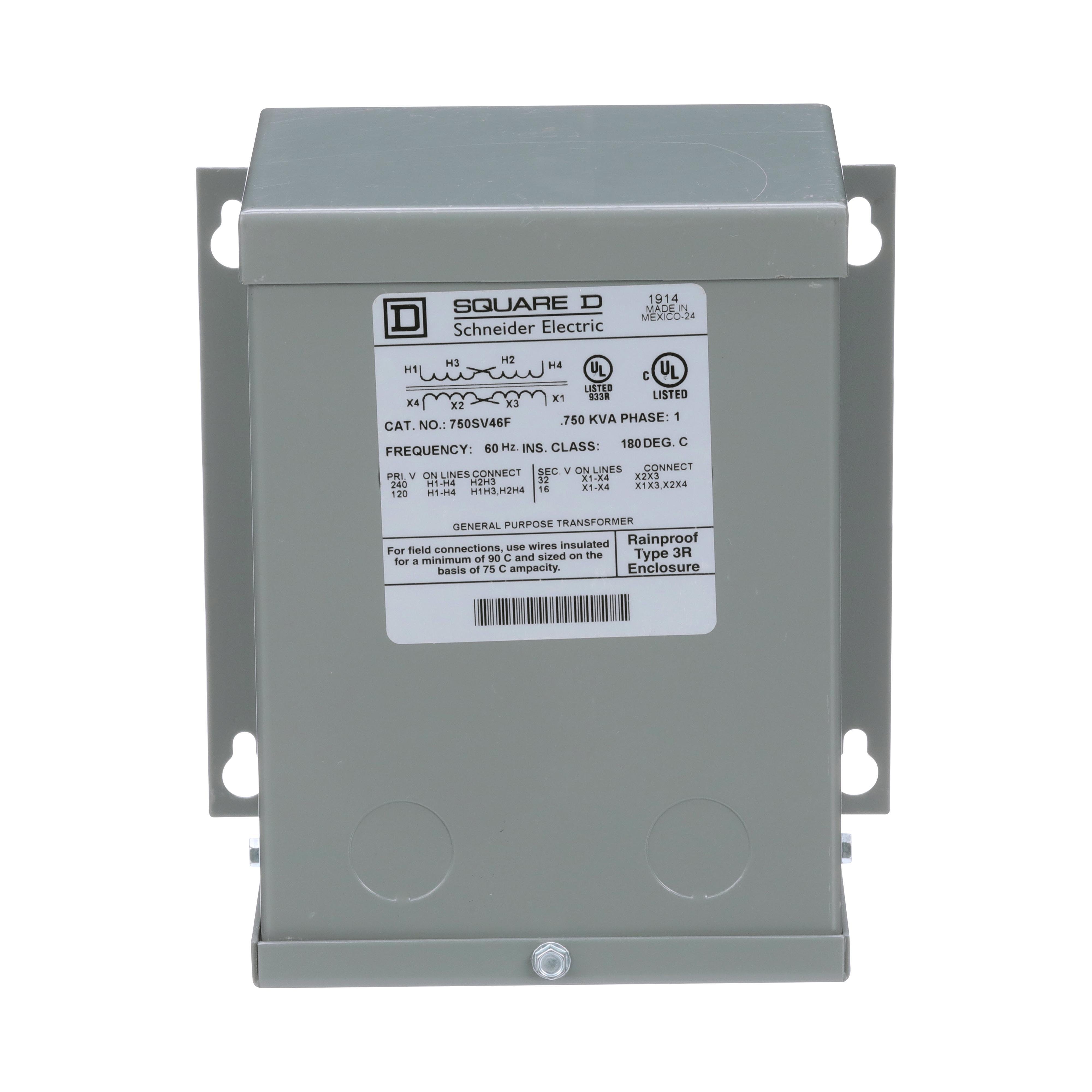 750SV46F - Transformer, buck boost, encapsulated, 0.75kVA, 1 phase, 120x240V primary, 16/32V secondary, NEMA 3R, 115C rise