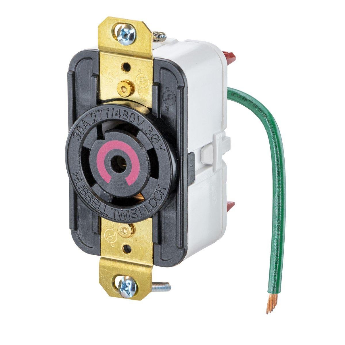 HBL2820ST - EdgeConnect™ Twist-Lock® Receptacle, 30A 3P 277/480V, L22-30R, BK, with Spring Termination