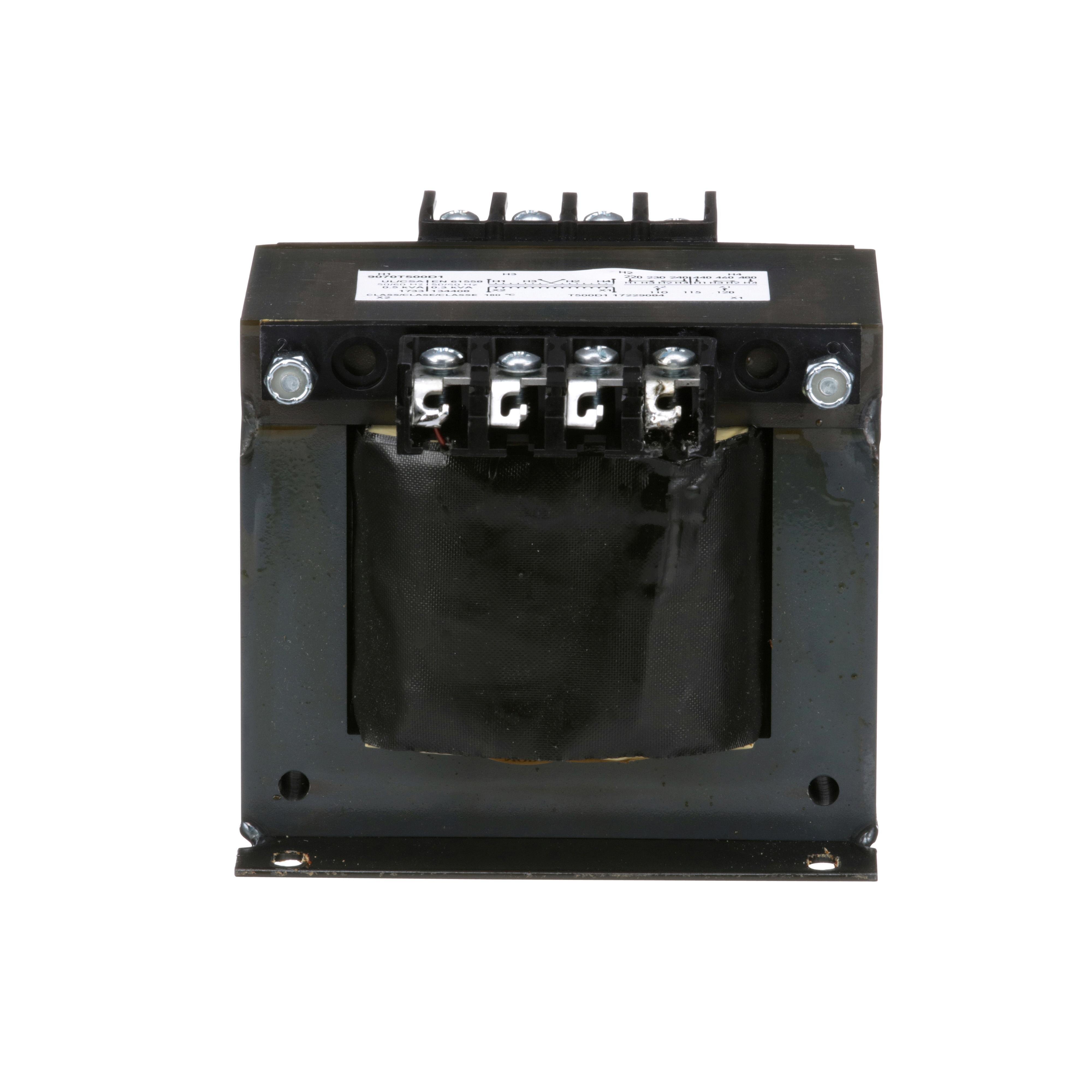 Picture of 9070T500D1 - Transformer, Type T, industrial control, 500VA, 1 phase, 240x480V primary, 120V secondary, 115C rise