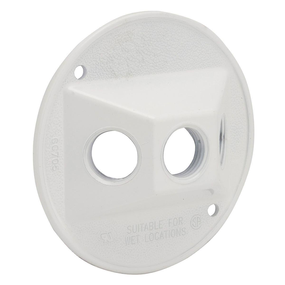 Picture of 5197-1 - Round Weatherproof Cluster Cover, Three 1/2 in. Threaded Outlets, White