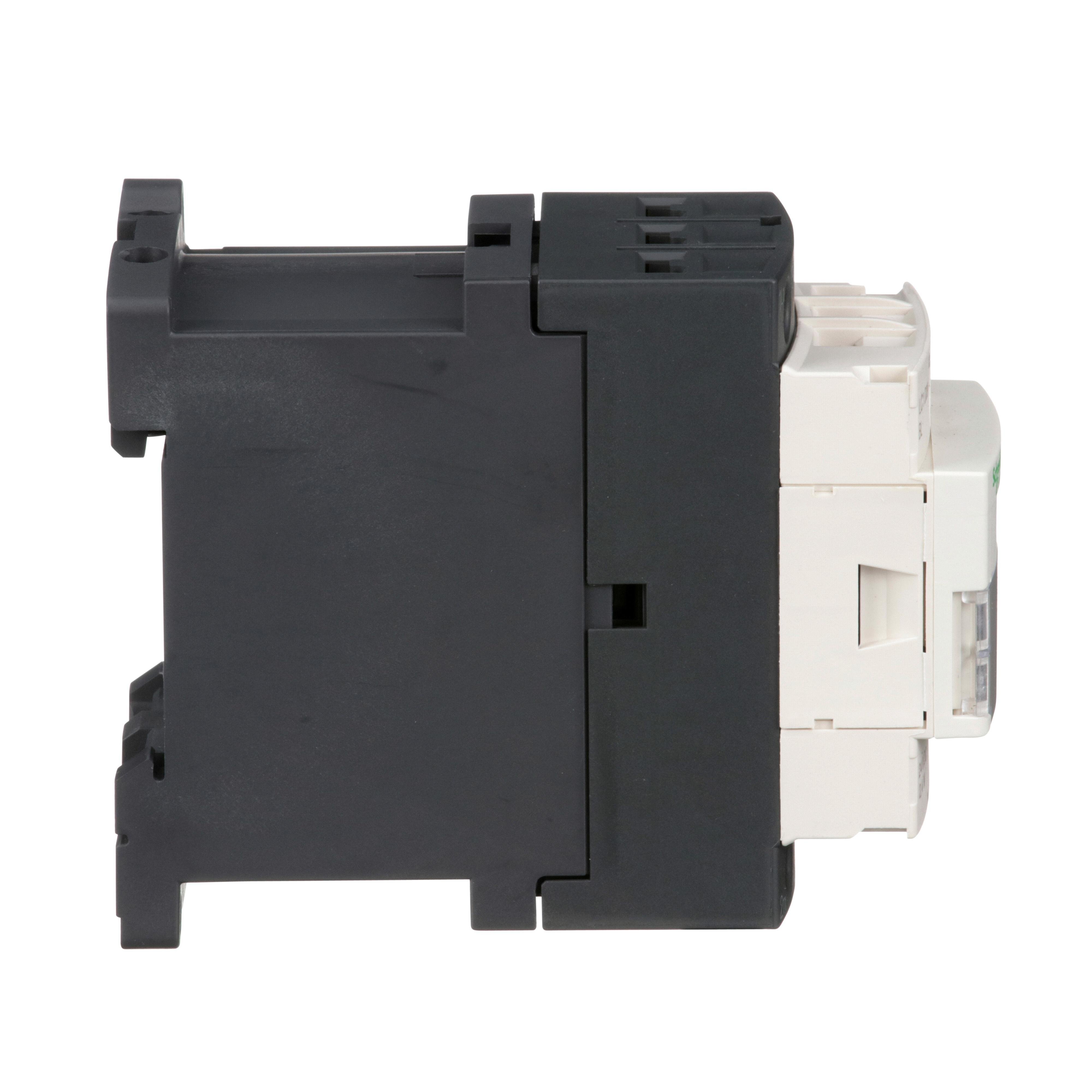 Picture of LC1D09BL - IEC contactor, TeSys Deca, nonreversing, 9A, 5HP at 480VAC, up to 100kA SCCR, 3 phase, 3 NO, low consumption 24VDC coil