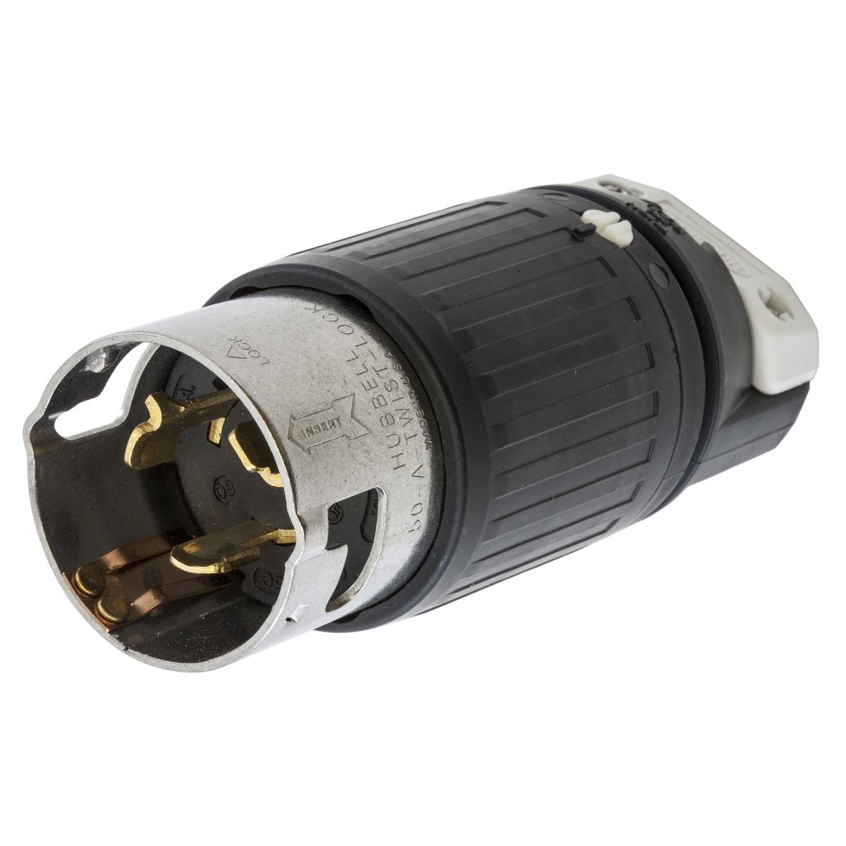 CS6365C - Locking Devices, Twist-Lock®, Industrial, Male Plug, 50A, 125/250V 3-Pole 4-Wire Grounding, Non-NEMA, Screw Terminal, Black and White