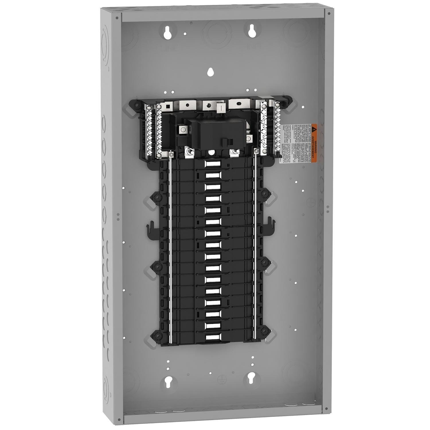 Picture of QO132M100P - Load center, QO, 1 phase, 32 spaces, 38 circuits, 100A convertible main breaker, PoN, NEMA1