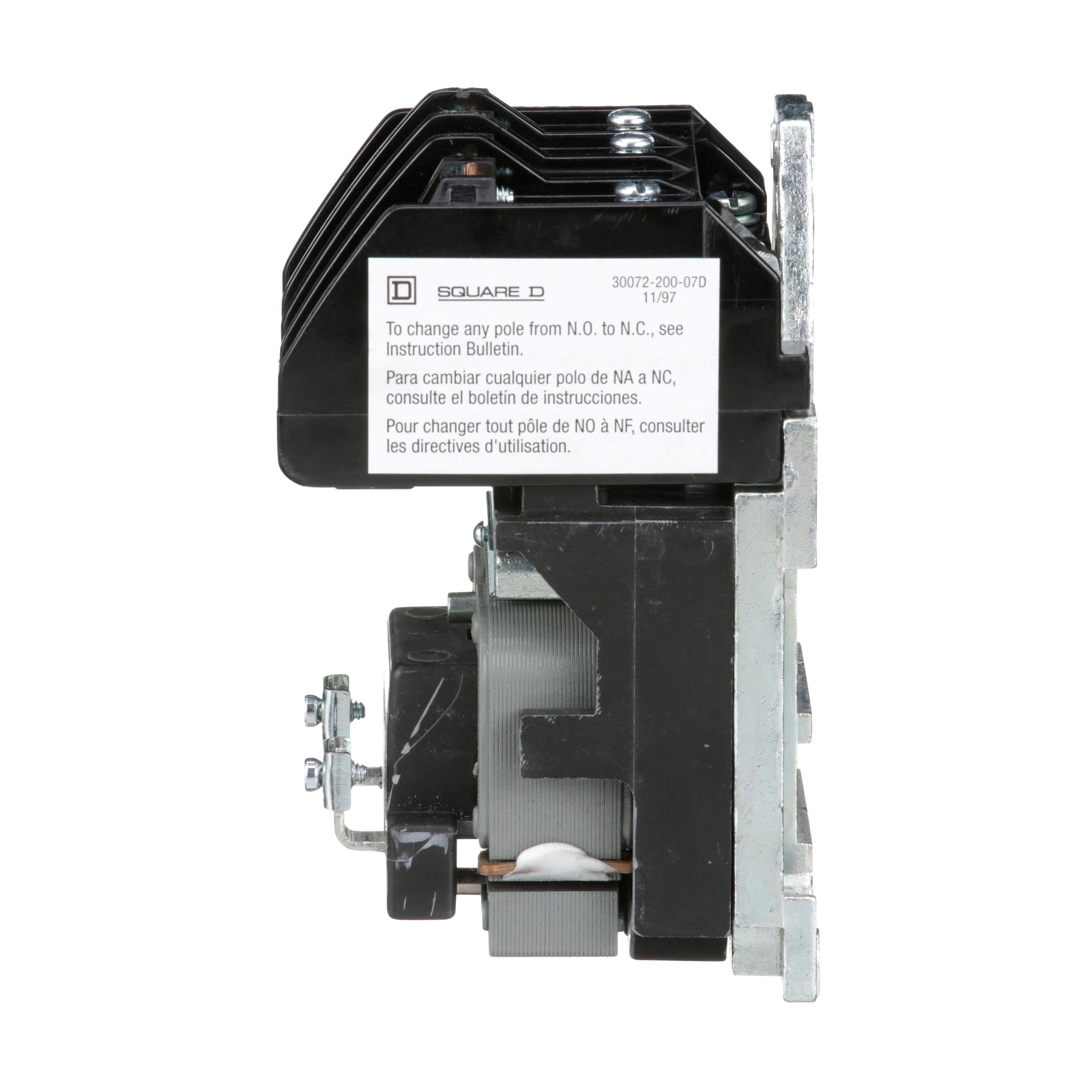 Picture of 8903LO30V02 - Contactor, Type L, multipole lighting, electrically held, 30A, 3 pole, 600V, 110/120VAC 50/60Hz coil, open style [TAA]