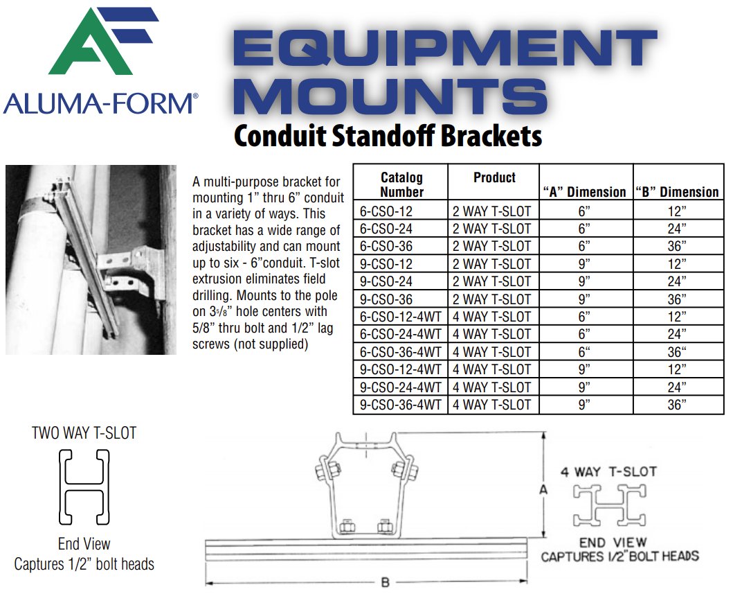 6-CSO-12 - 6" x 12" 2 Way T-Slot Standoff Bracket