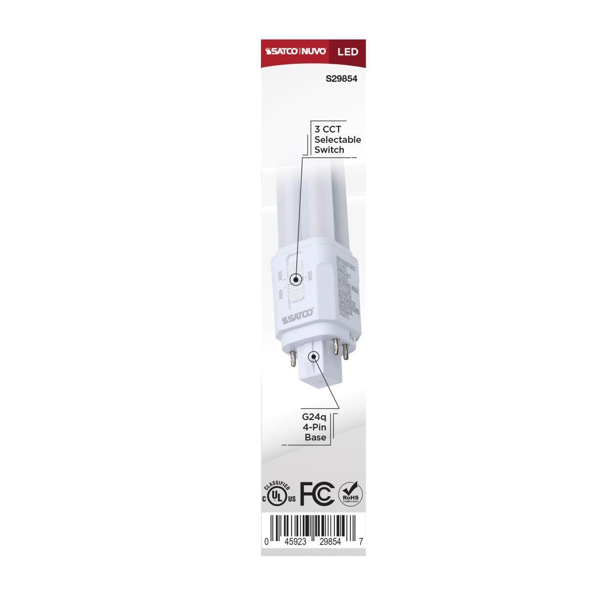 Picture of S29854 - 9.5 Watt LED PL - 30K/35K/40K CCT Selectable - G24q Base - Type A/B - 120-277 Volt