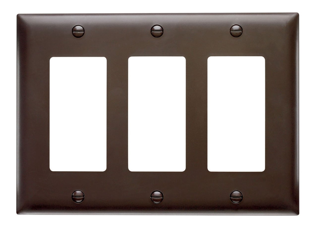TP263 - TradeMaster® 3-Gang Nylon Wall Plate, 3 Decorator Openings, Brown