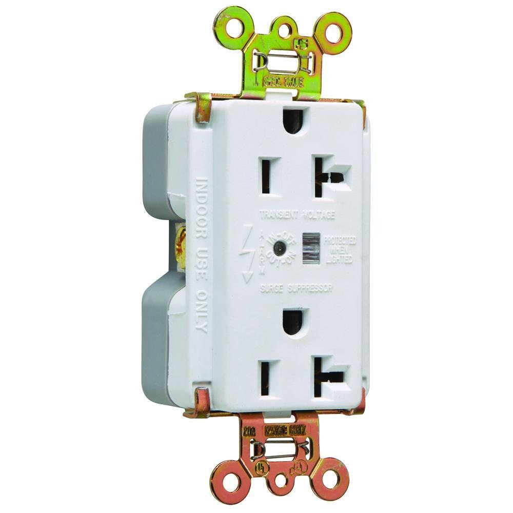 5362-WSP - 20A 125V Extra Heavy Duty Spec-Grade Surge Protective Duplex Receptacle, White