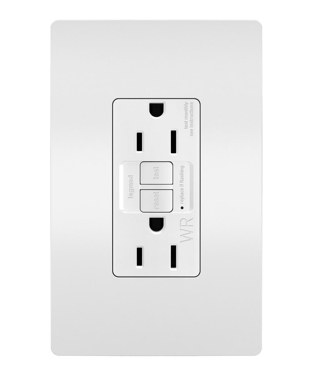 Picture of 1597-TRWRW - radiant® Tamper-Resistant Weather-Resistant 15A Duplex Self-Test GFCI Receptacles with SafeLock® Protection, White