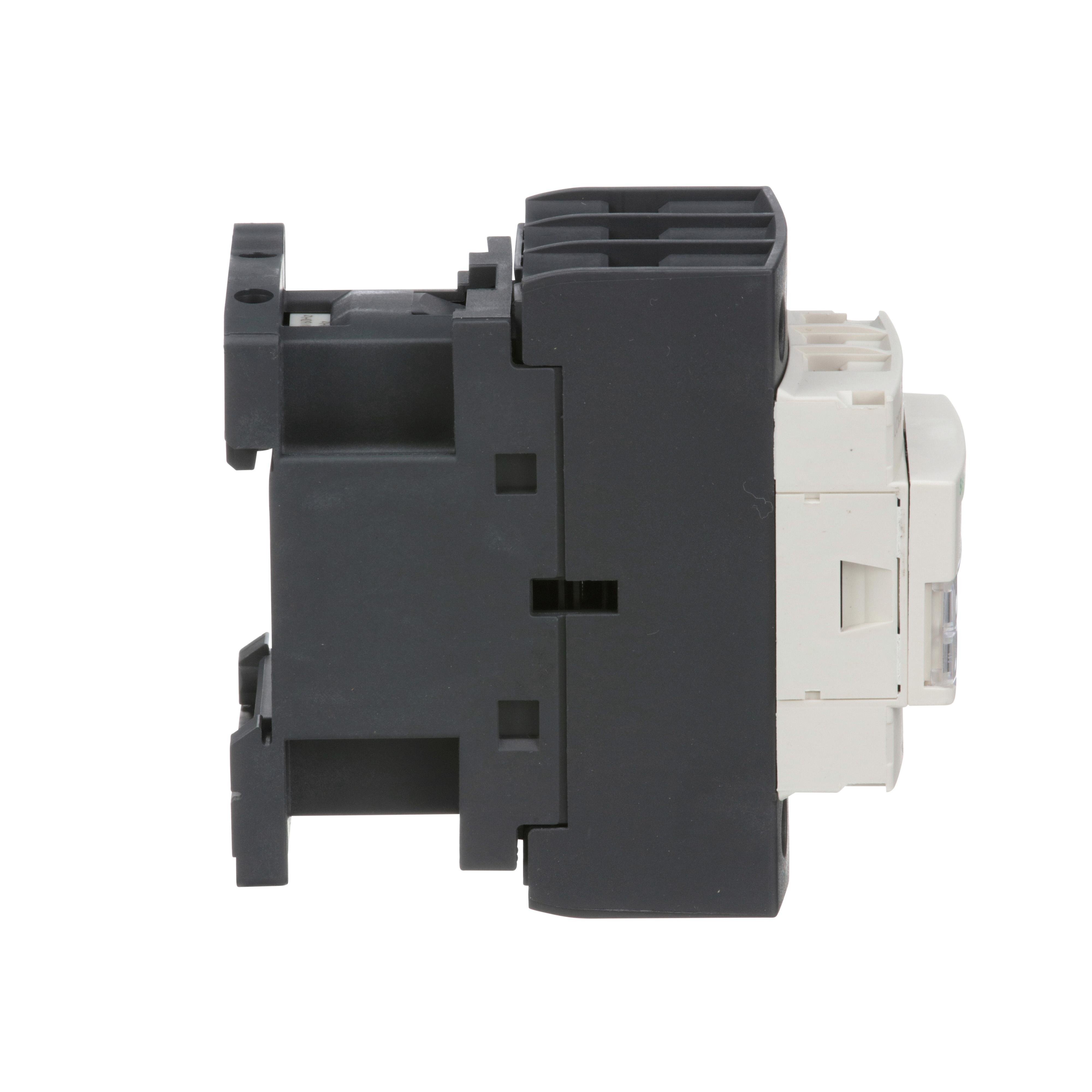 Picture of LC1D32U7 - IEC contactor, TeSys Deca, nonreversing, 32A, 20HP at 480VAC, up to 100kA SCCR, 3 phase, 3 NO, 240VAC 50/60Hz coil, open