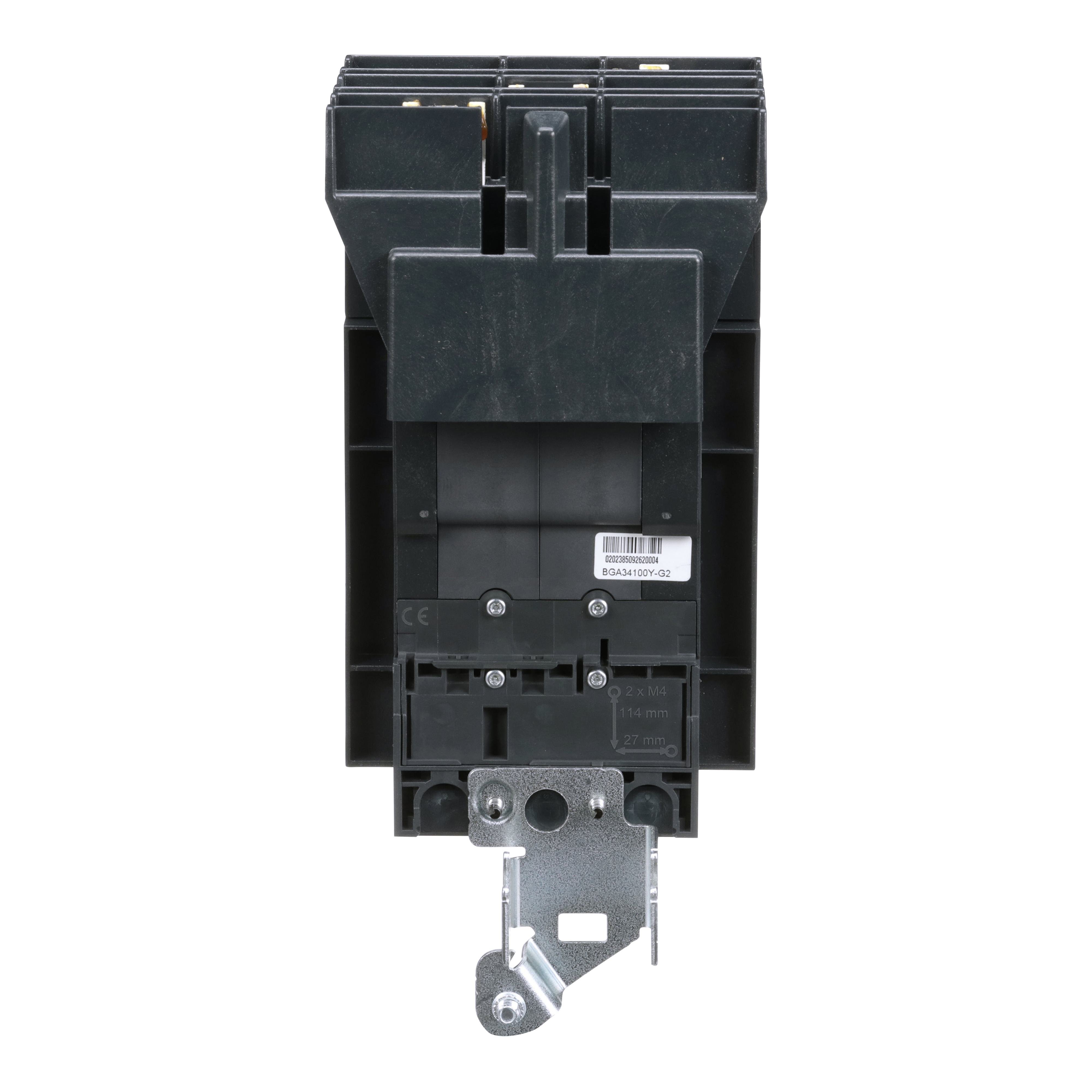 Picture of BGA34100Y - Circuit breaker, PowerPacT B, 100A, 3 pole, 480Y/277VAC, 35kA, I-Line, thermal magnetic, 80%, ABC