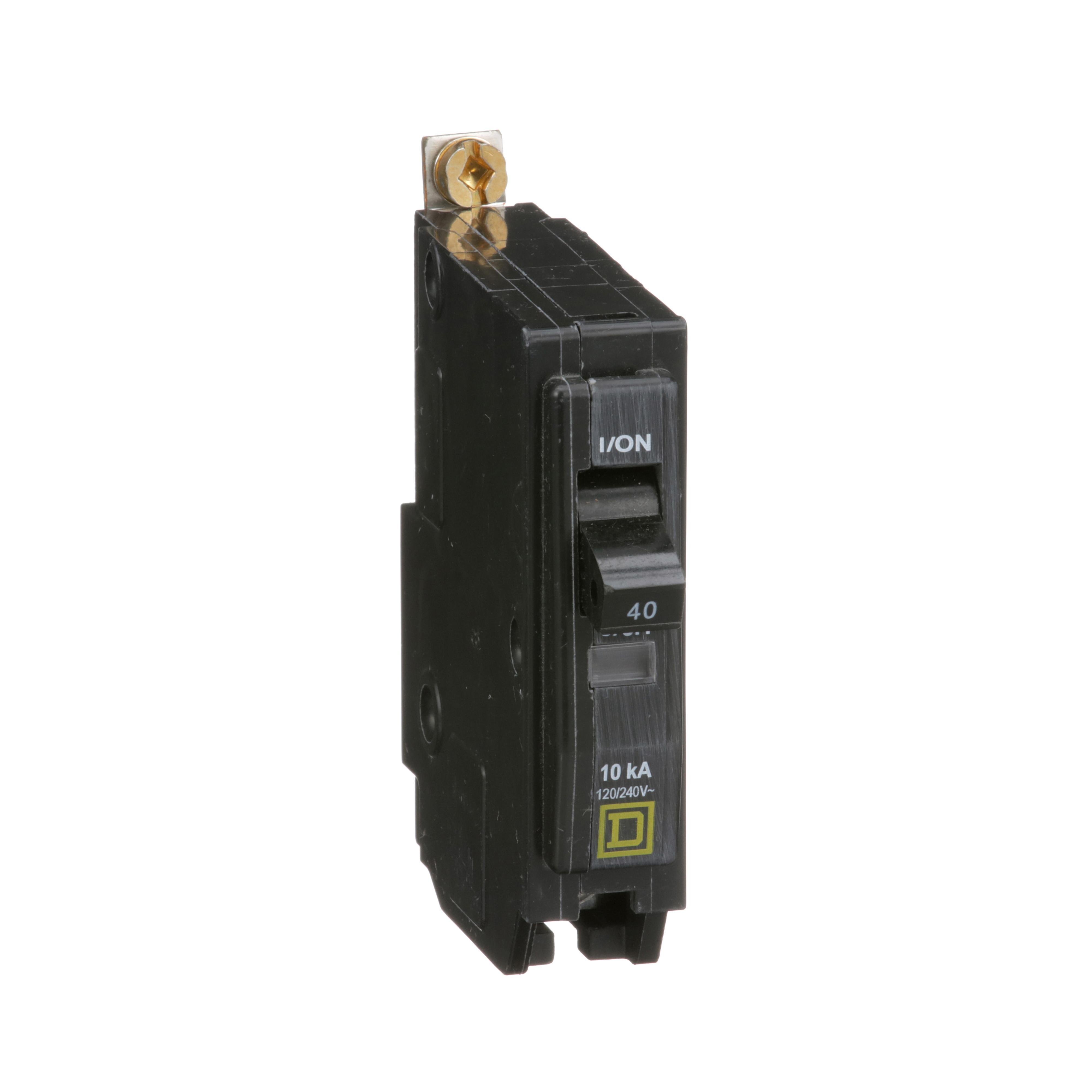 QOB140 - Mini circuit breaker, QO, 40A, 1 pole, 120/240VAC, 10kA, bolt on