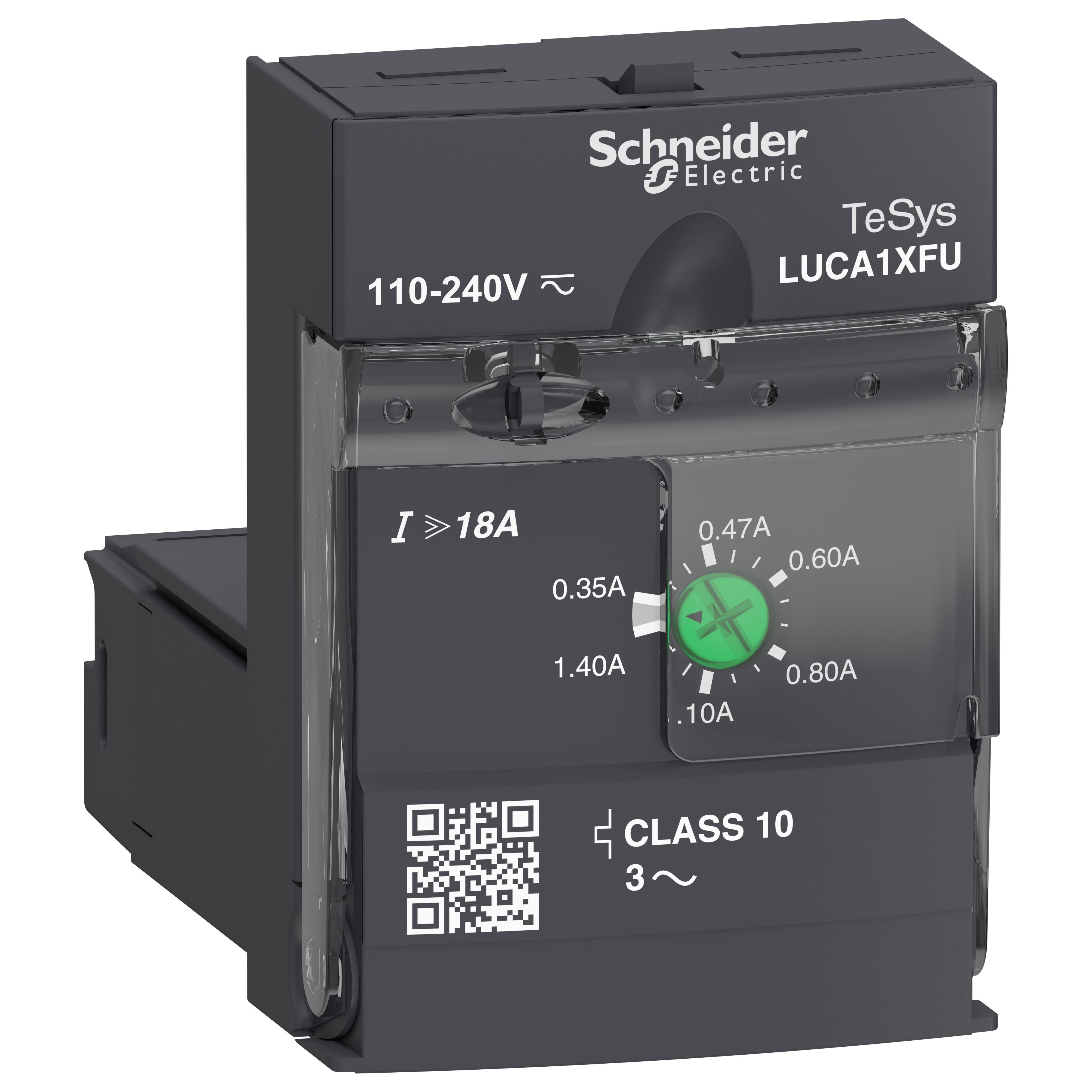 LUCA1XFU - Standard control unit, TeSys Ultra, 0.35A to 1.4A, 3P motors, thermal magnetic protection, class 10, coil 110-240VAC/DC