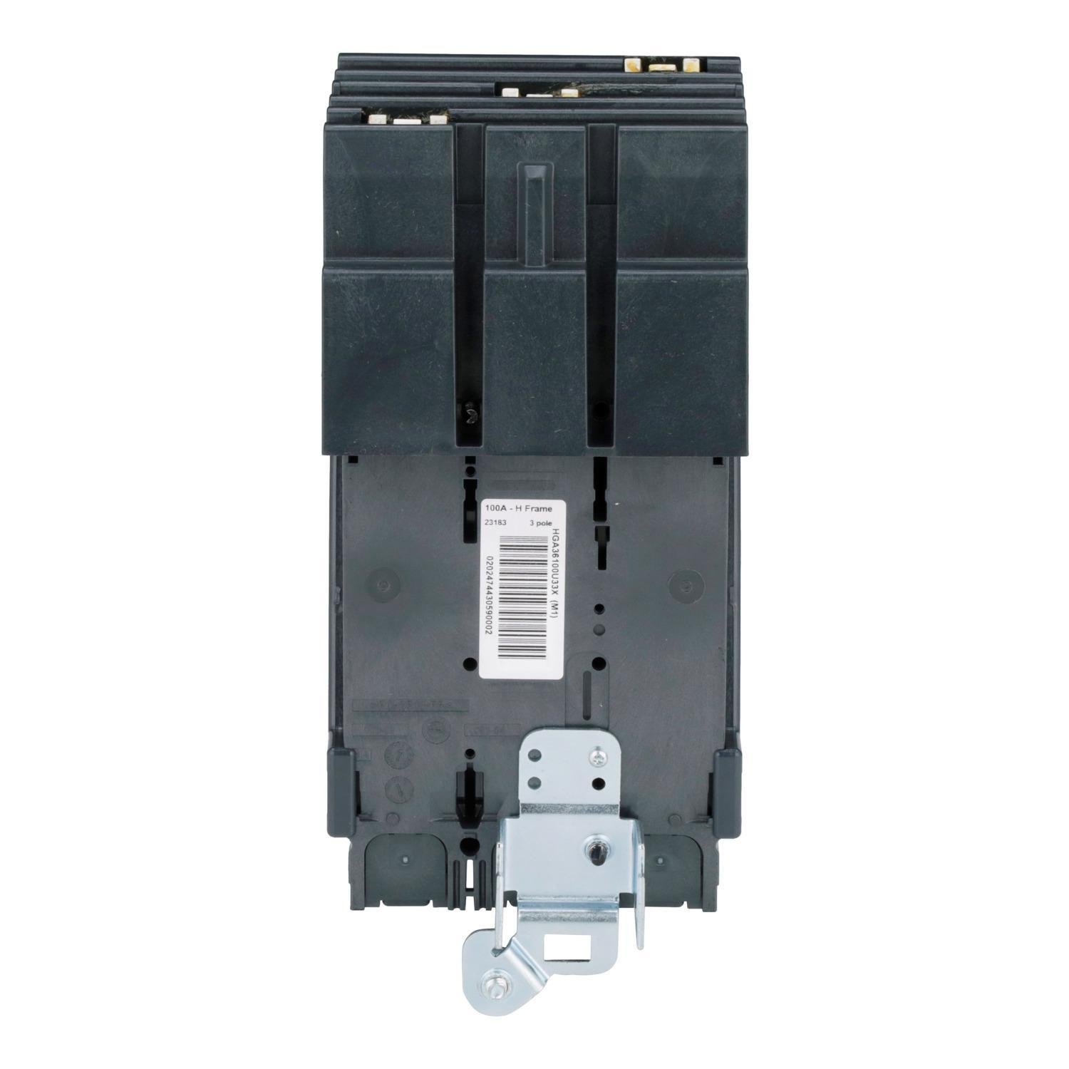 Picture of HGA36100U33X - Circuit breaker, PowerPacT H, 100A, 3 pole, 600VAC, 18kA, I-Line, Micrologic 3.2S, 80%, ABC