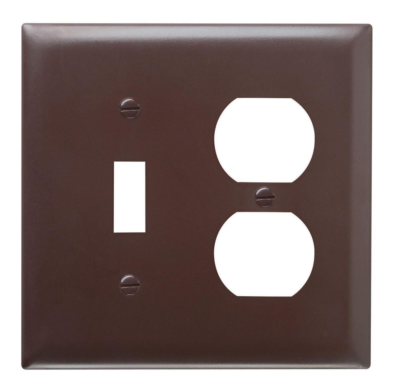 TP18 - TradeMaster® 2-Gang Nylon Wall Plate, 1 Toggle Switch Opening, 1 Duplex Receptacle Opening, Brown