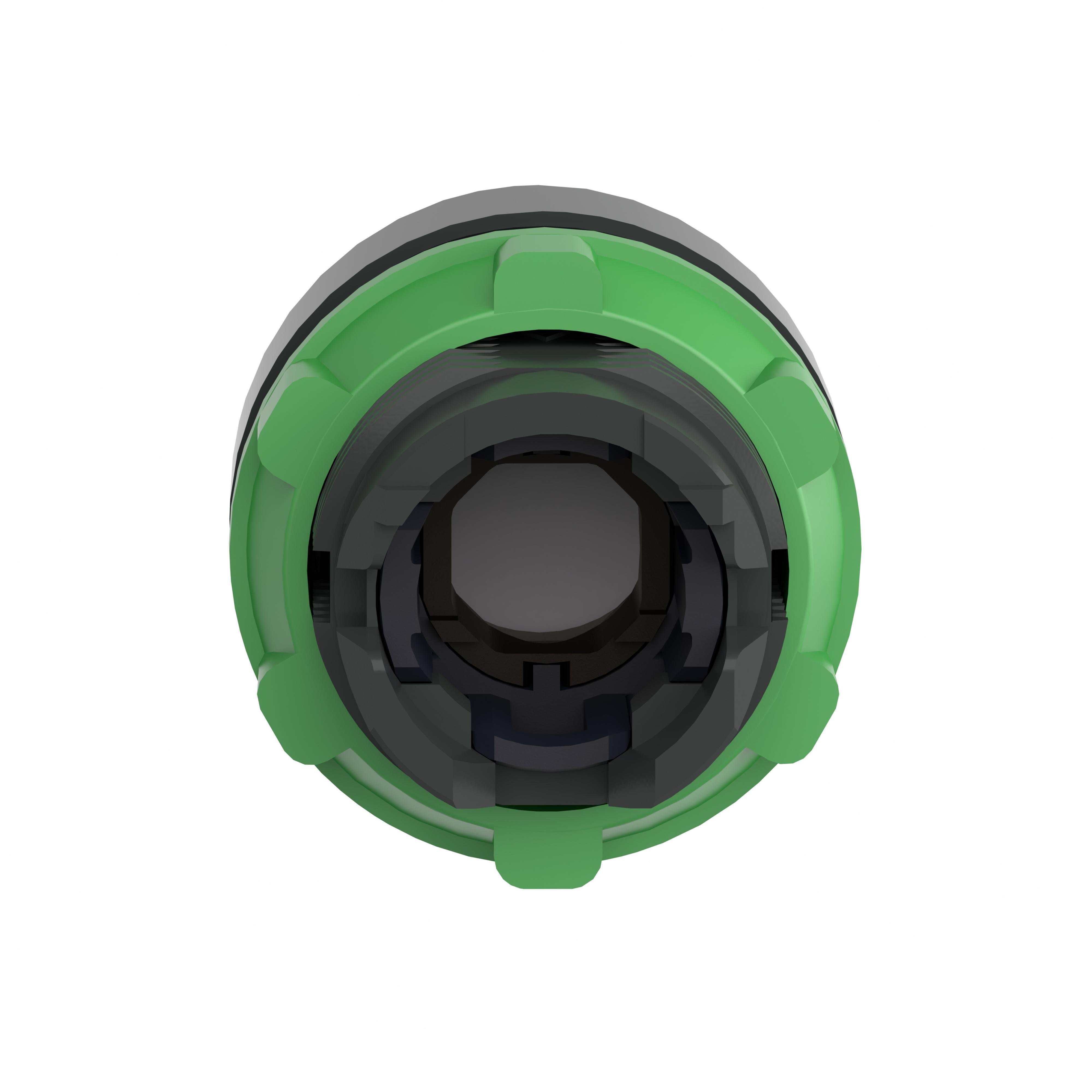 Picture of ZB5AW133 - Head for illuminated push button, Harmony XB5, green projecting, 22mm, universal LED, spring return, unmarked