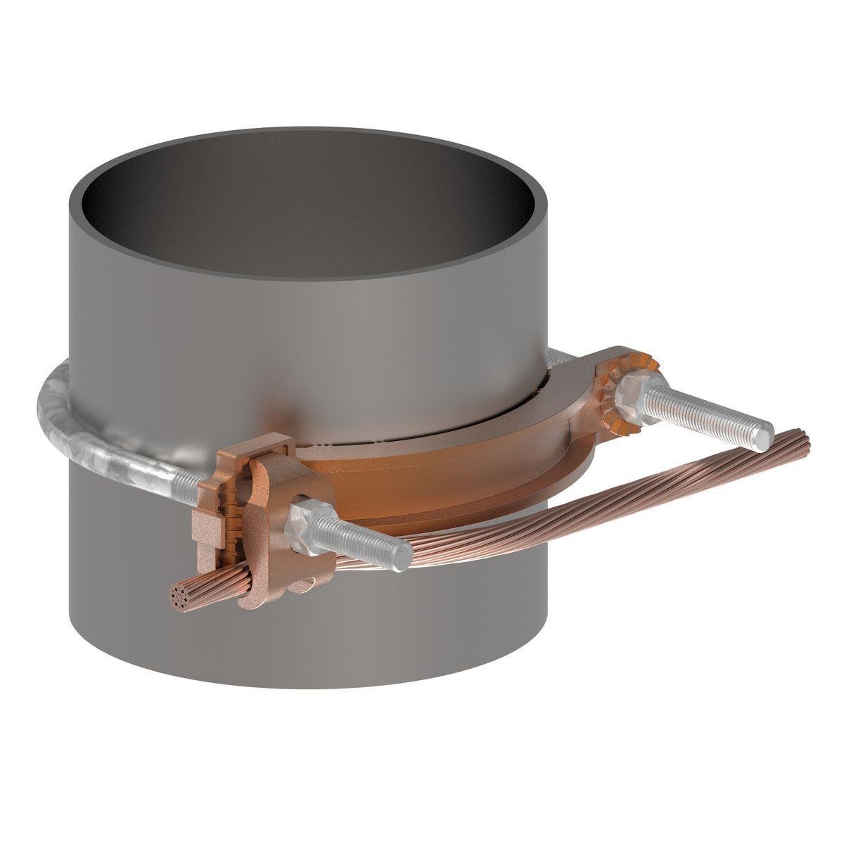 GAR3905 - Mechanical Grounding Connector, Conductor to Water Pipe, 4-4/0 AWG, 4" - 5" Pipe, 3/8" Stud