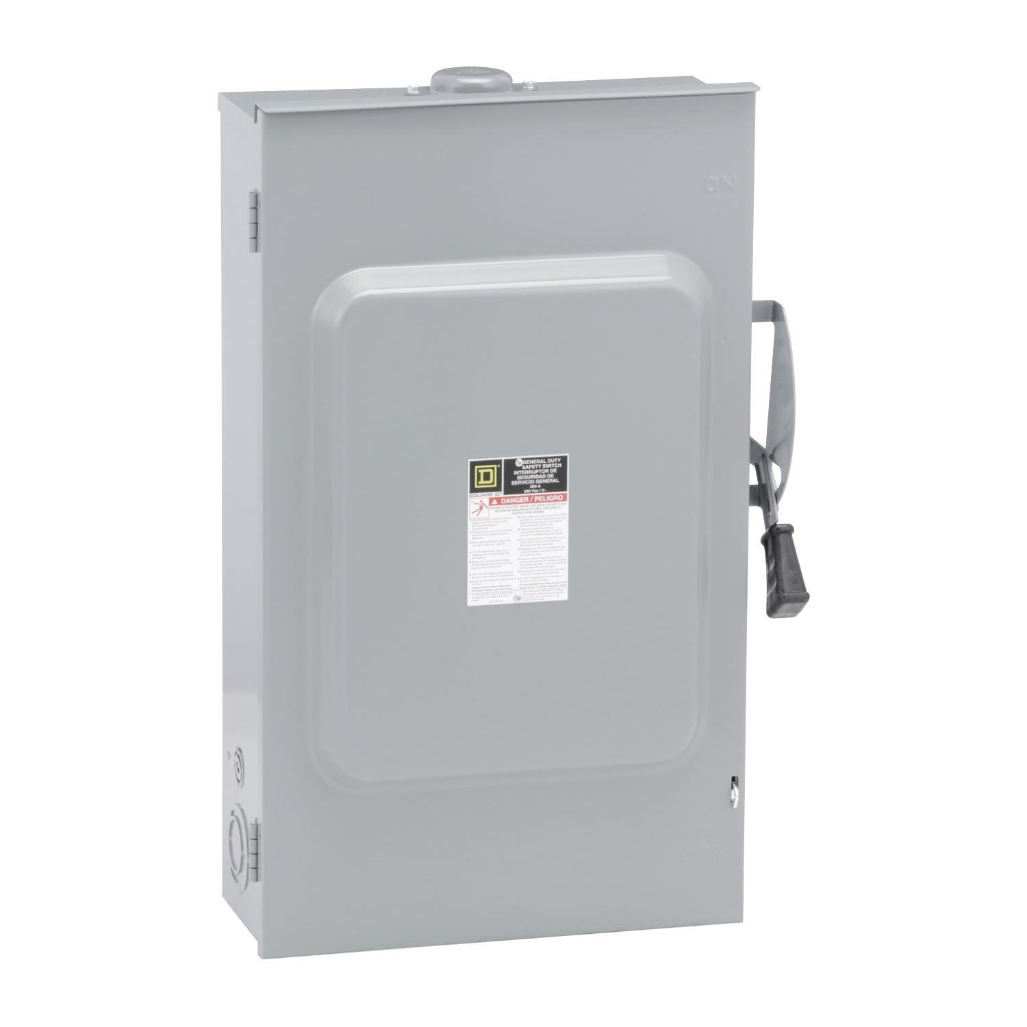 Picture of D324NRB - Safety switch, general duty, fusible, 200A, 3 pole, 60hp, 240VAC, NEMA 3R, 4 wire, 1 neutral, bolt on hub provision