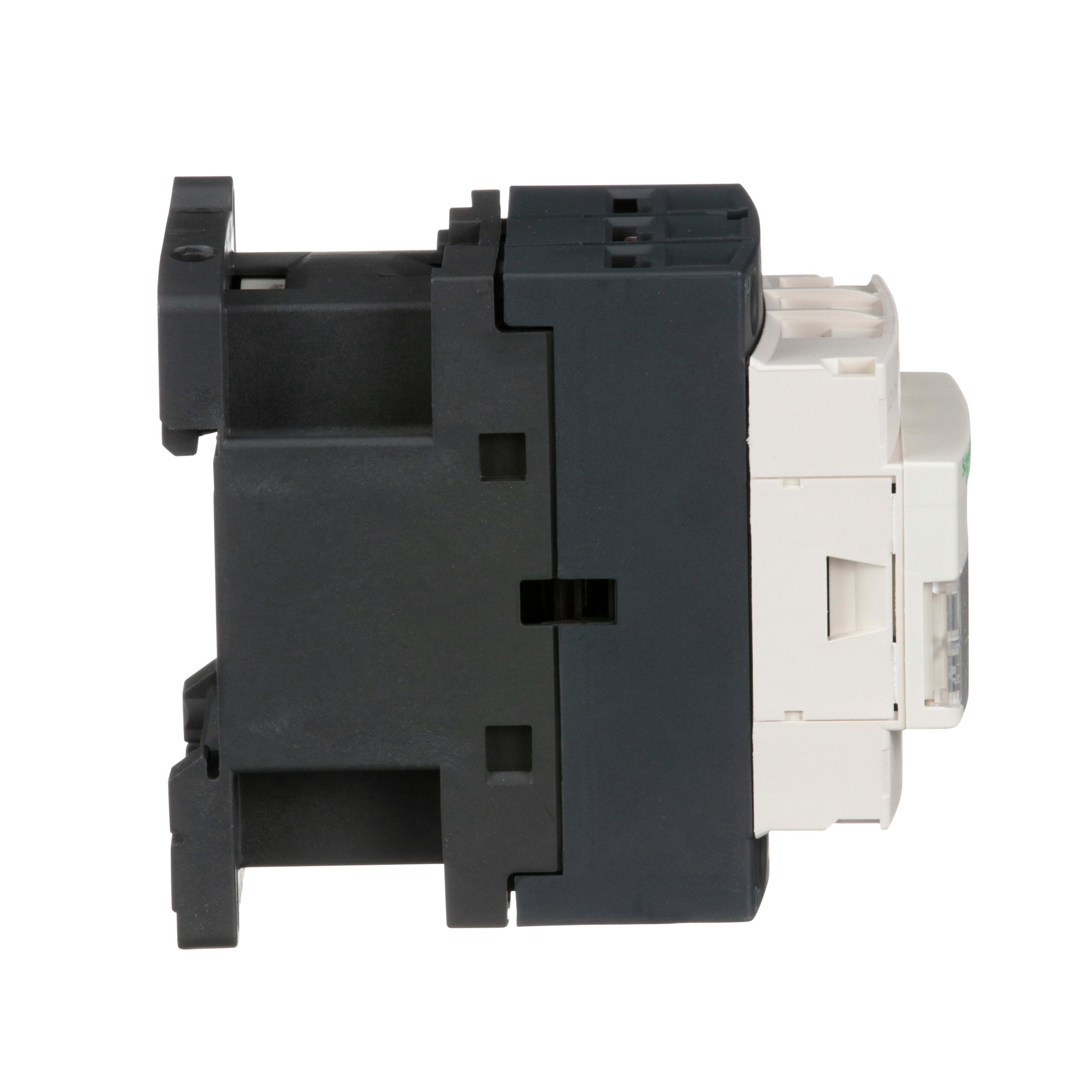 Picture of LC1D18T7 - IEC contactor, TeSys Deca, nonreversing, 18A, 10HP at 480VAC, up to 100kA SCCR, 3 phase, 3 NO, 480VAC 50/60Hz coil, open