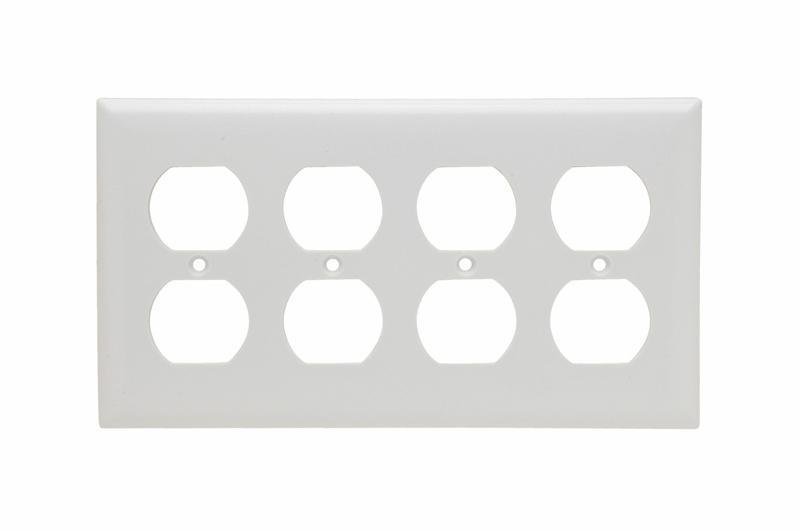 Picture of SP84-W - 4-Gang Thermoset Wall Plate, 4 Duplex Receptacle Openings, White