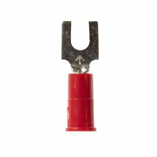 Picture of BFV18-8Q - 3M™ Highland™ BFV18-8Q Vinyl-Insulated Butted Seam Block Fork Terminal,8 Stud, 22 - 18 AWG, Red, 25 per bag