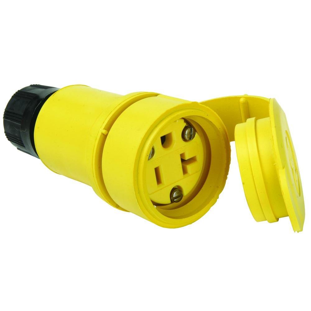 15W-33 - 20A, 125V Watertight Straight Blade Connector, Yellow