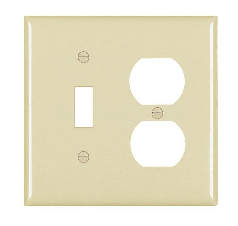 TP18I - TradeMaster® 2-Gang Nylon Wall Plate, 1 Toggle Switch Opening, 1 Duplex Receptacle Opening, Ivory