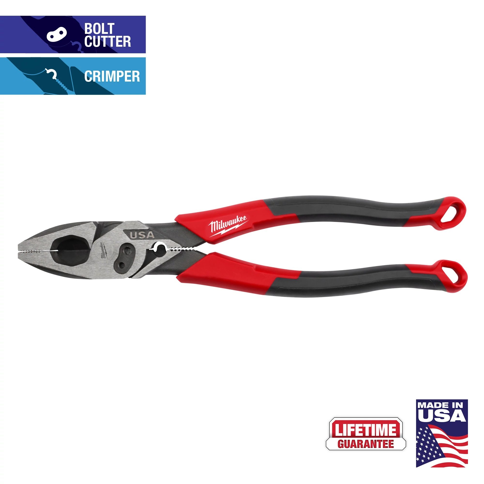 Picture of 9" Lineman's Comfort Grip Pliers w/ Crimper and Bolt Cutter (USA)