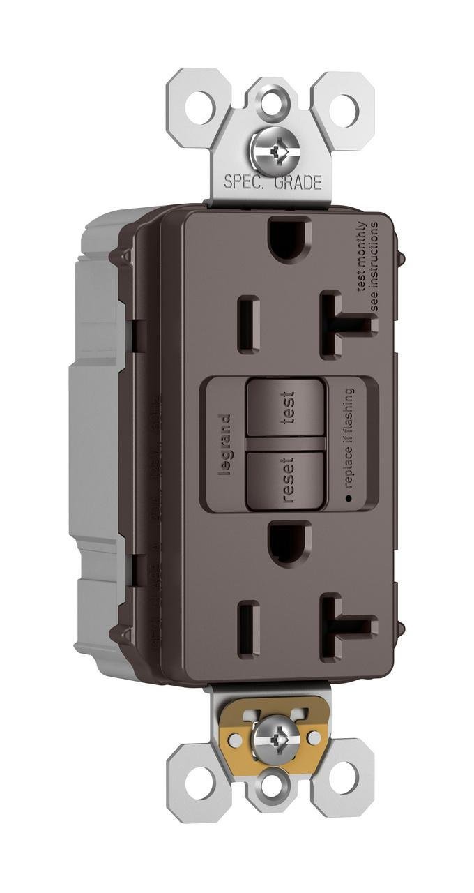 Picture of 2097 - radiant® 20A Duplex Self-Test GFCI Receptacles with SafeLock® Protection, Brown