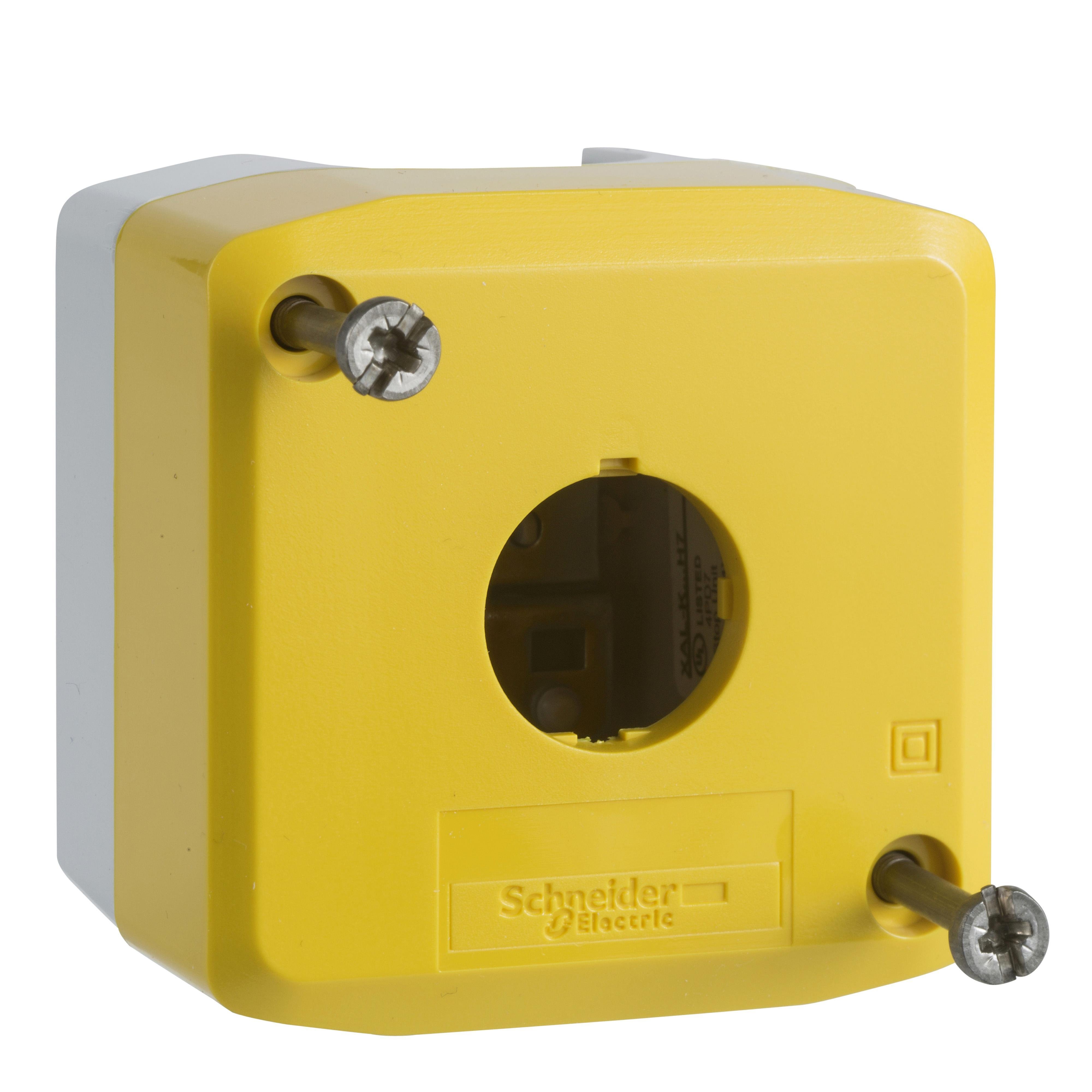 XALK01H7 - Empty control station, Harmony XALD, XALK, plastic, yellow, 1 cut out, unmarked, UL CSA certified