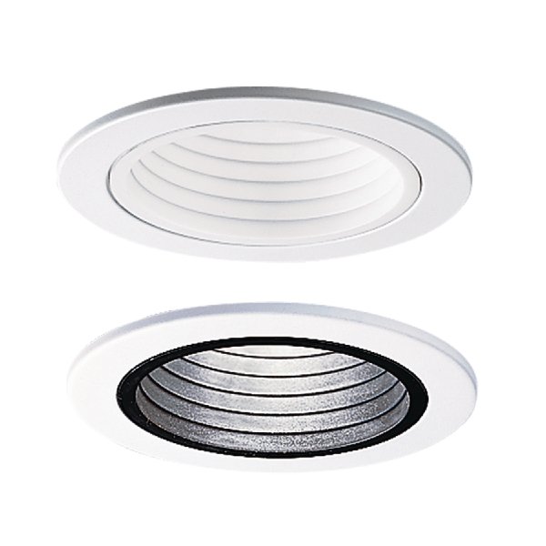 4001WB - 4" White Plastic Step Baffle - White Ring