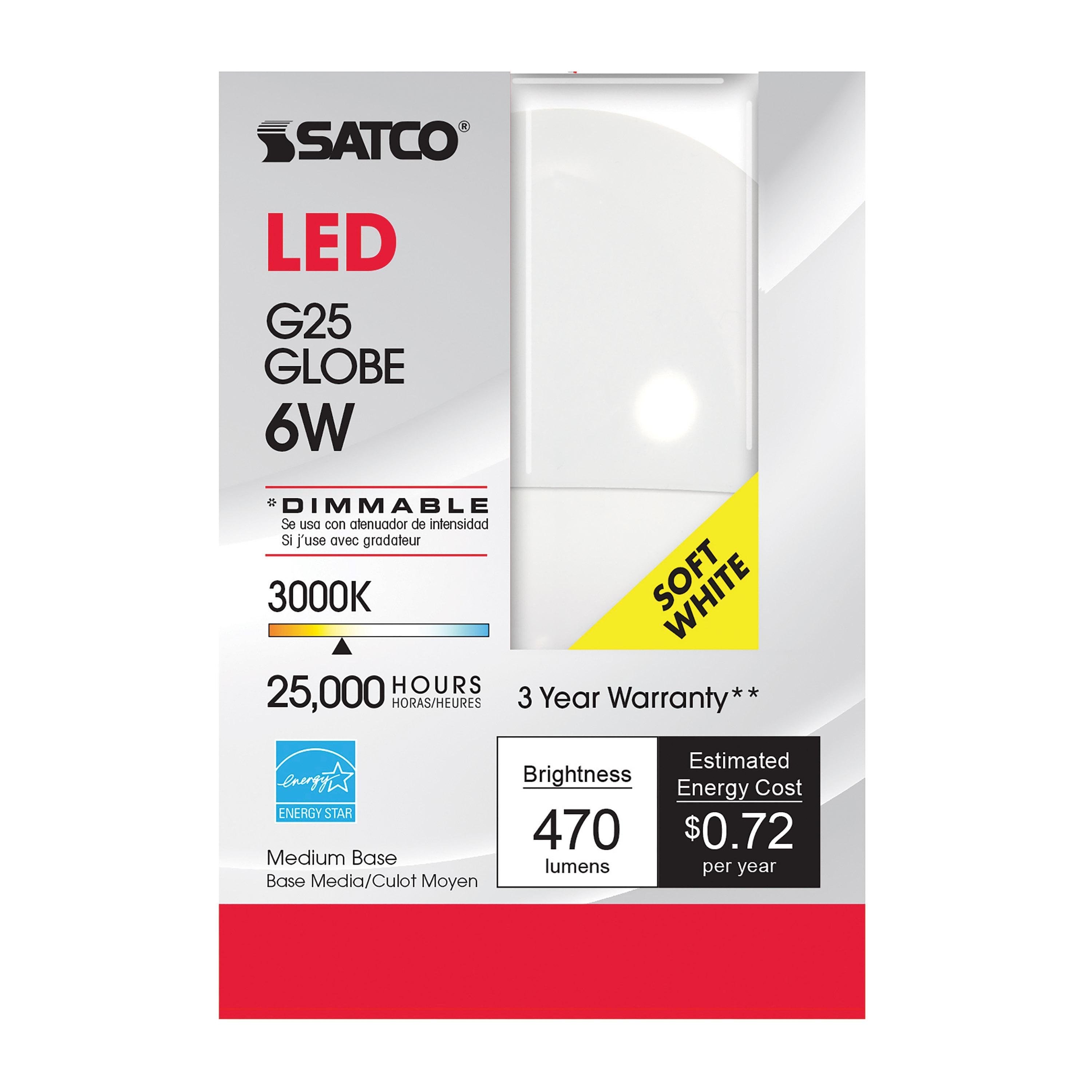 Picture of S9201 - 6 Watt - G25 Globe LED - 3000K - Medium base - 120 Volt