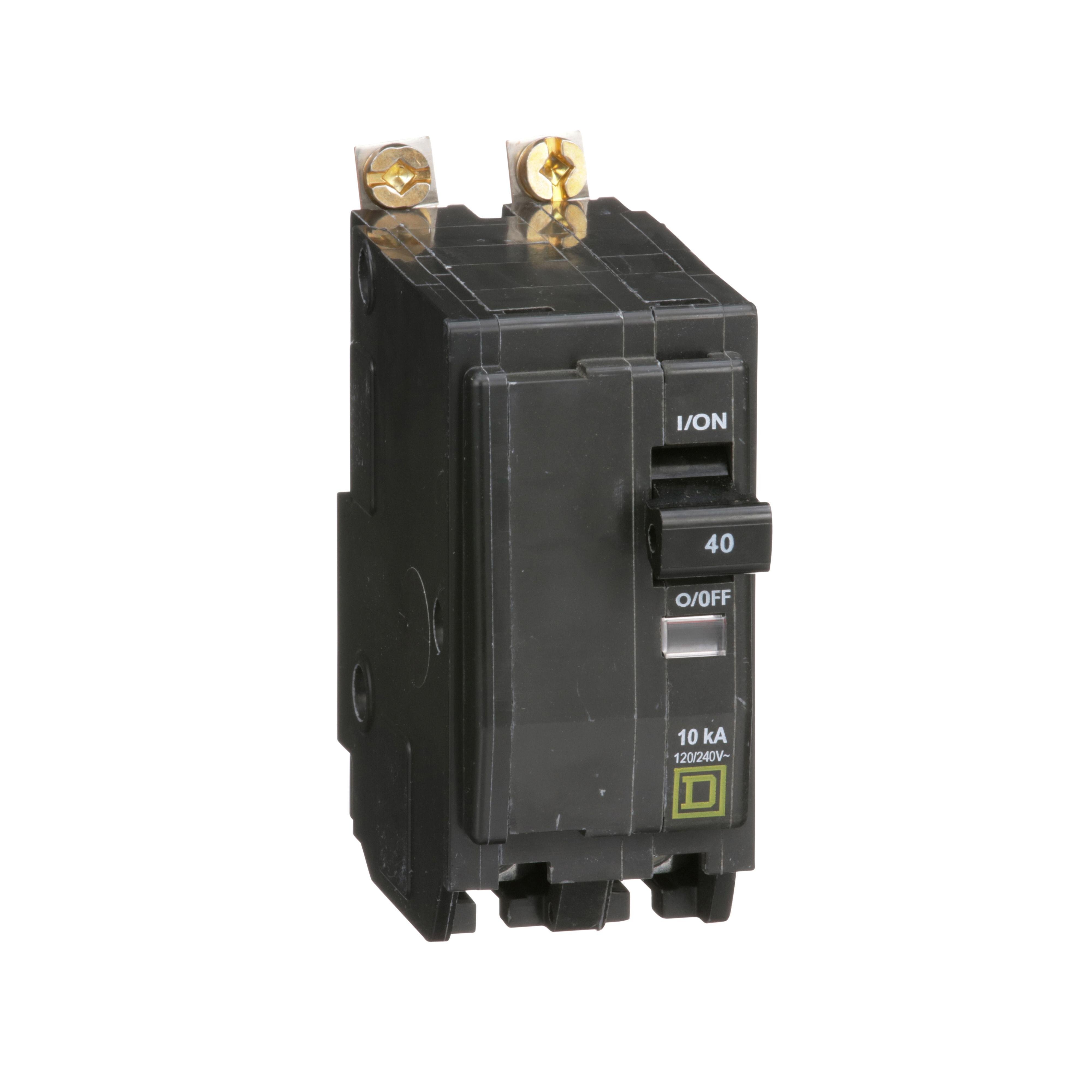 Picture of QOB240 - Mini circuit breaker, QO, 40A, 2 pole, 120/240VAC, 10kA, bolt on