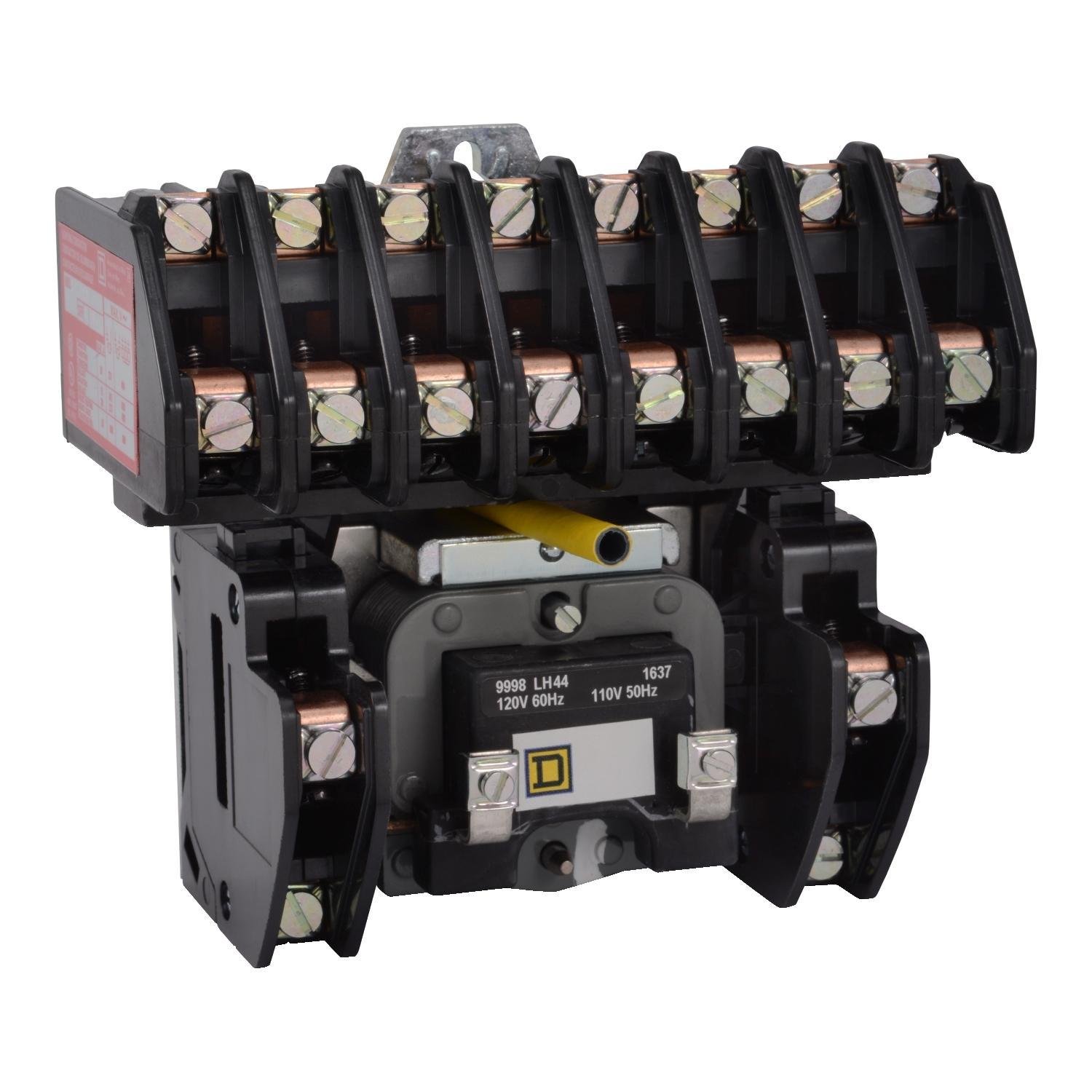 Picture of 8903LO1000V02 - Contactor, Type L, multipole lighting, electrically held, 30A, 10 pole, 600V, 110/120VAC 50/60Hz coil, open style [TAA]