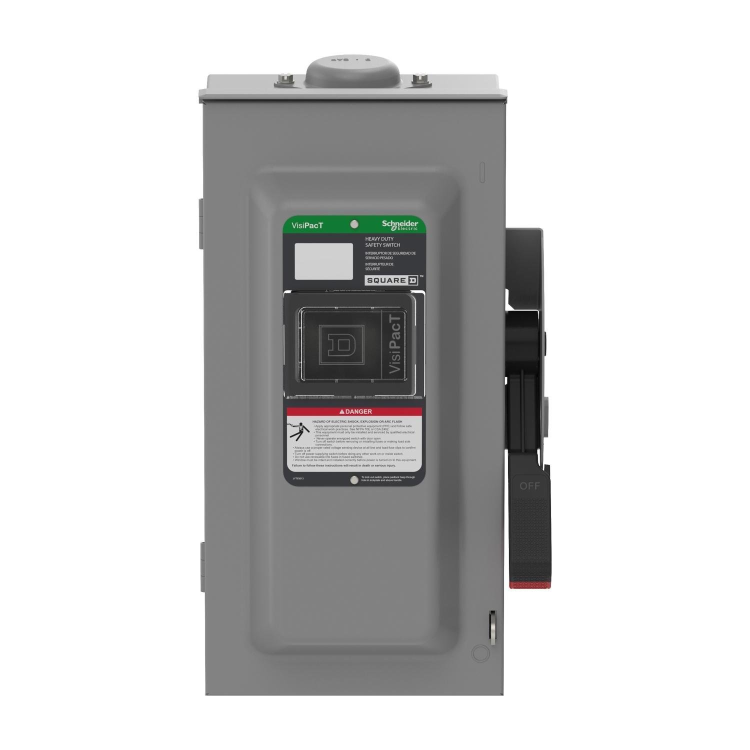 VH322NRB - Safety switch, VisiPacT, heavy duty, fused, viewing window, NEMA 3R, 240V, 60A, 3 pole, neutral installed