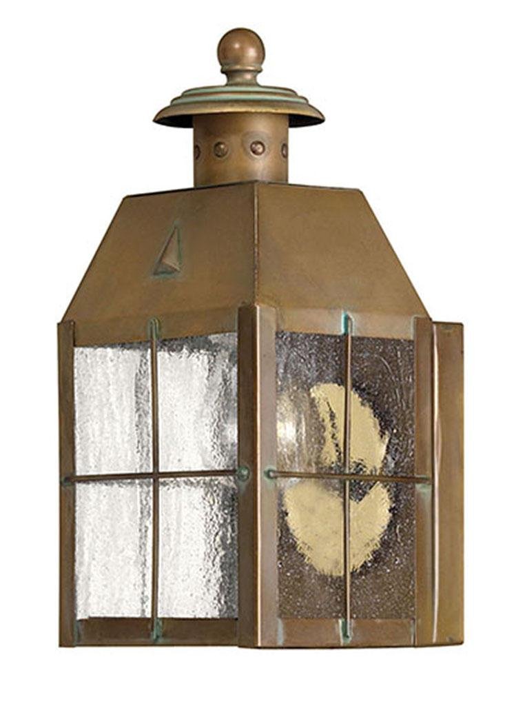 2376AS - Nantucket Small Wall Mount Lantern, Solid Brass, Aged Brass, Traditional, Coastal