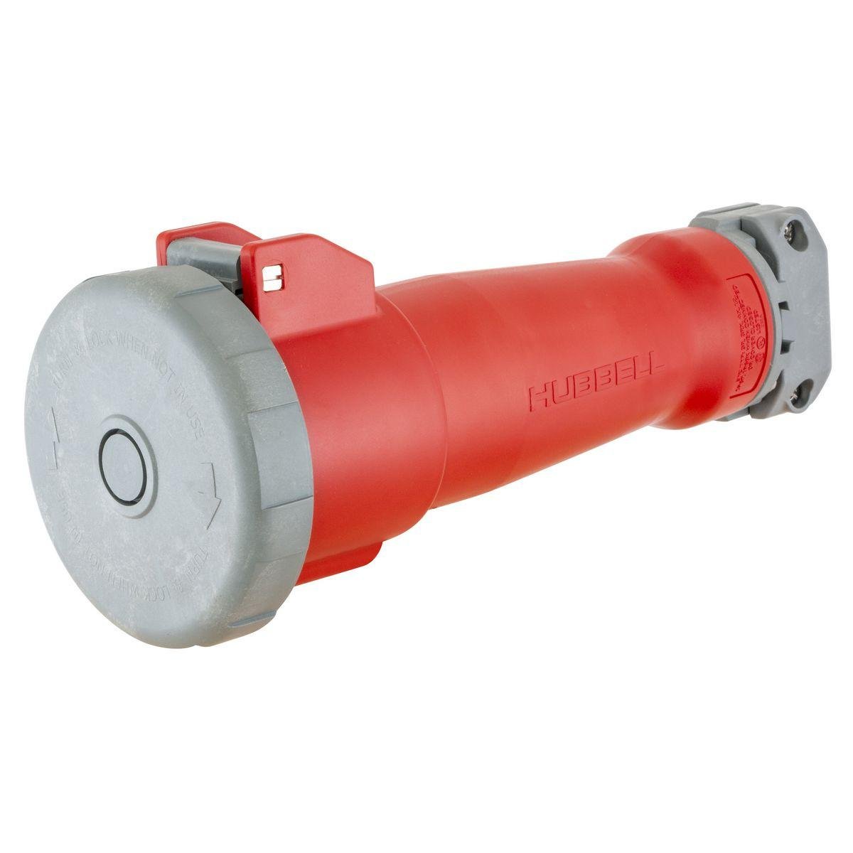 Picture of HBL4100C7W - Heavy Duty Products, IEC Pin and Sleeve Devices, Industrial Grade, Female, Connector Body, 100A 3-Phase Delta 480V AC, 3-Pole 4-Wire Grounding, Terminal Screws, Red, Watertight
