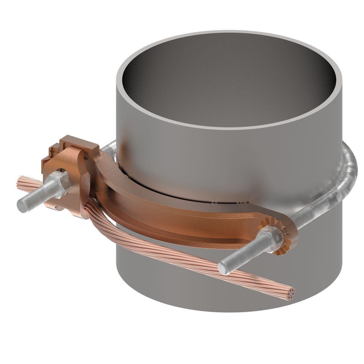 Picture of GAR3905 - Mechanical Grounding Connector, Conductor to Water Pipe, 4-4/0 AWG, 4" - 5" Pipe, 3/8" Stud