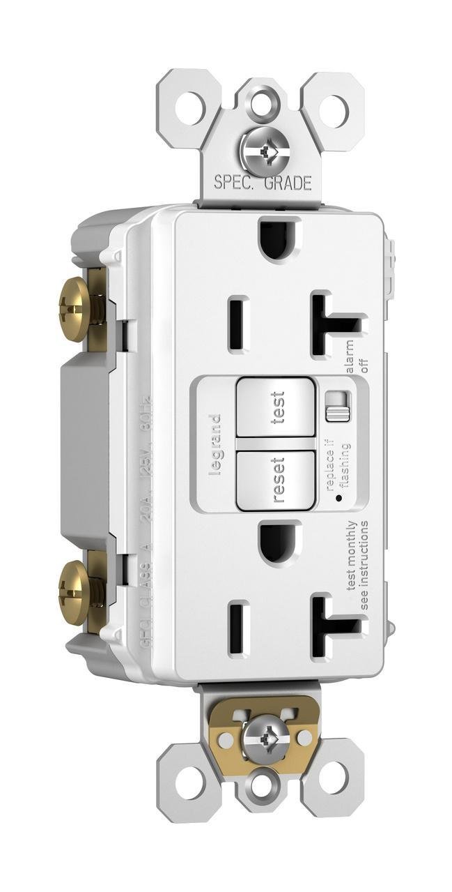 Picture of 2097-TRAW - Spec-Grade Audible Alarm Tamper-Resistant 20A Self-Test Duplex GFCI, White 2097TRAW