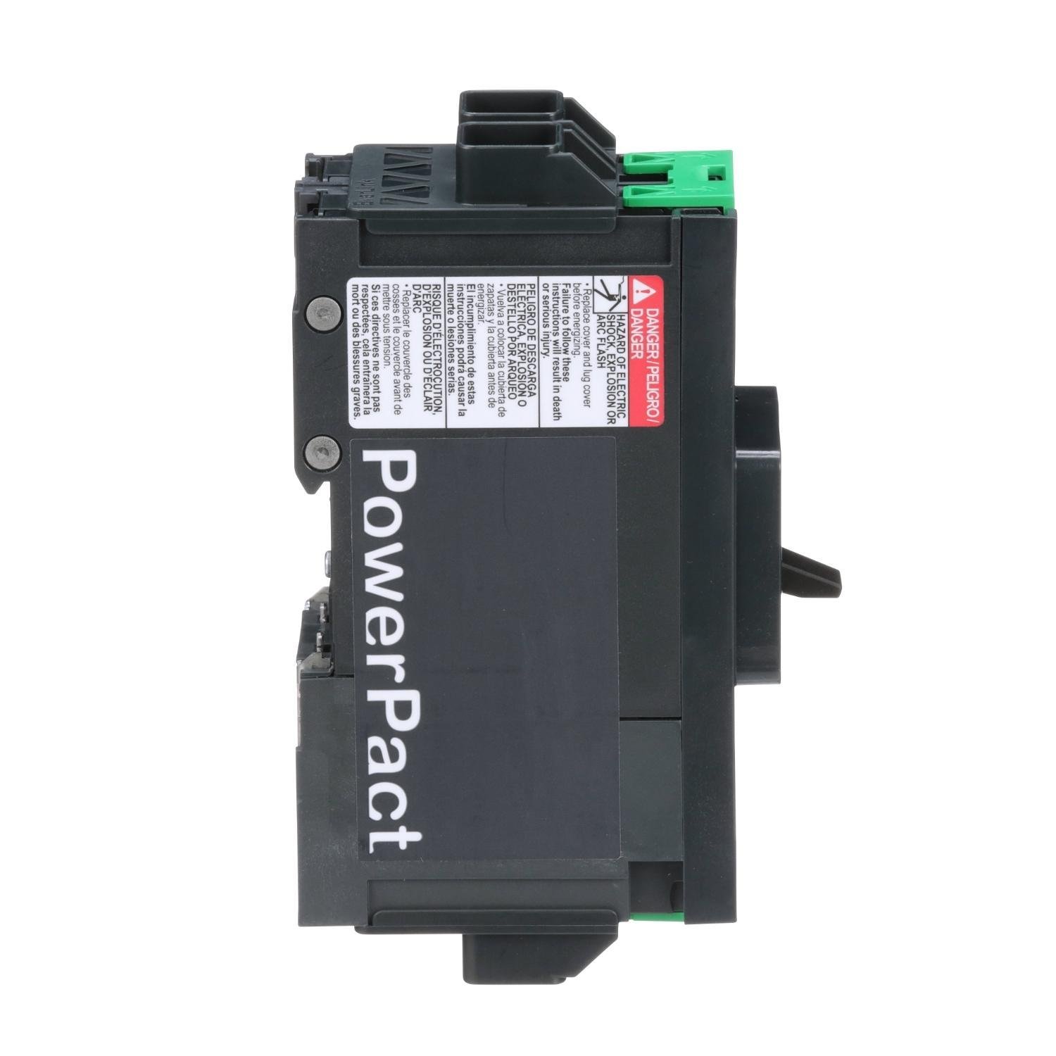 Picture of BDL26015 - Circuit breaker, PowerPacT B, 15A, 2 pole, 600Y/347VAC, 14kA, lugs, thermal magnetic, 80%