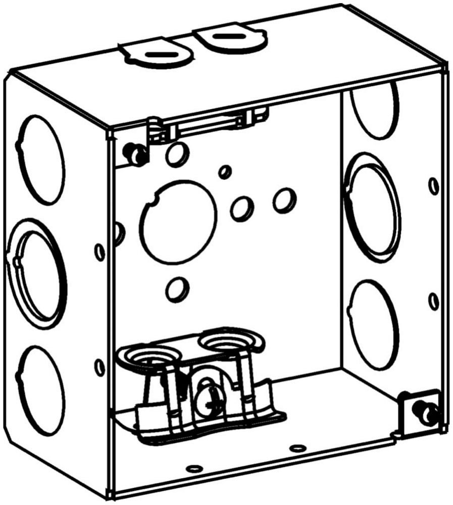 2-1/8" DEEP, 4" SQUARE (4S) DEEP BOX WELDED WITH MC CLAMPS