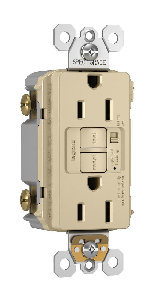 Picture of Trademaster Audible Alarm Tamper-Resistant 15A Self-Test Duplex GFCI, Ivory